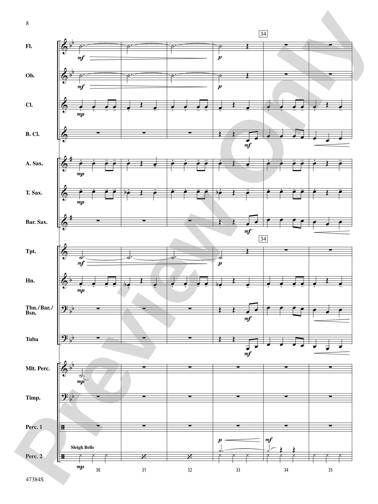Sans Day Carol: Concert Band Conductor Score & Parts