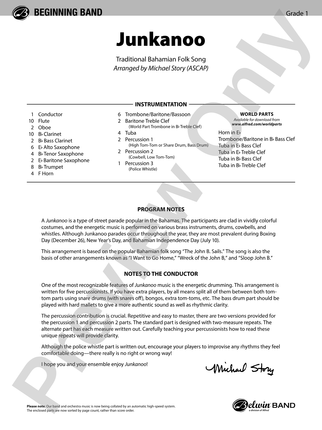 Junkanoo: Concert Band Conductor Score & Parts