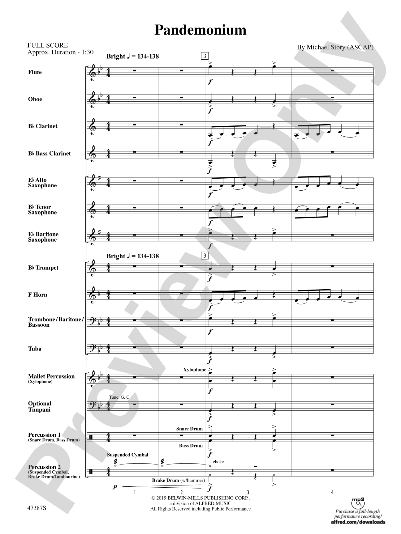 Pandemonium: Concert Band Conductor Score & Parts