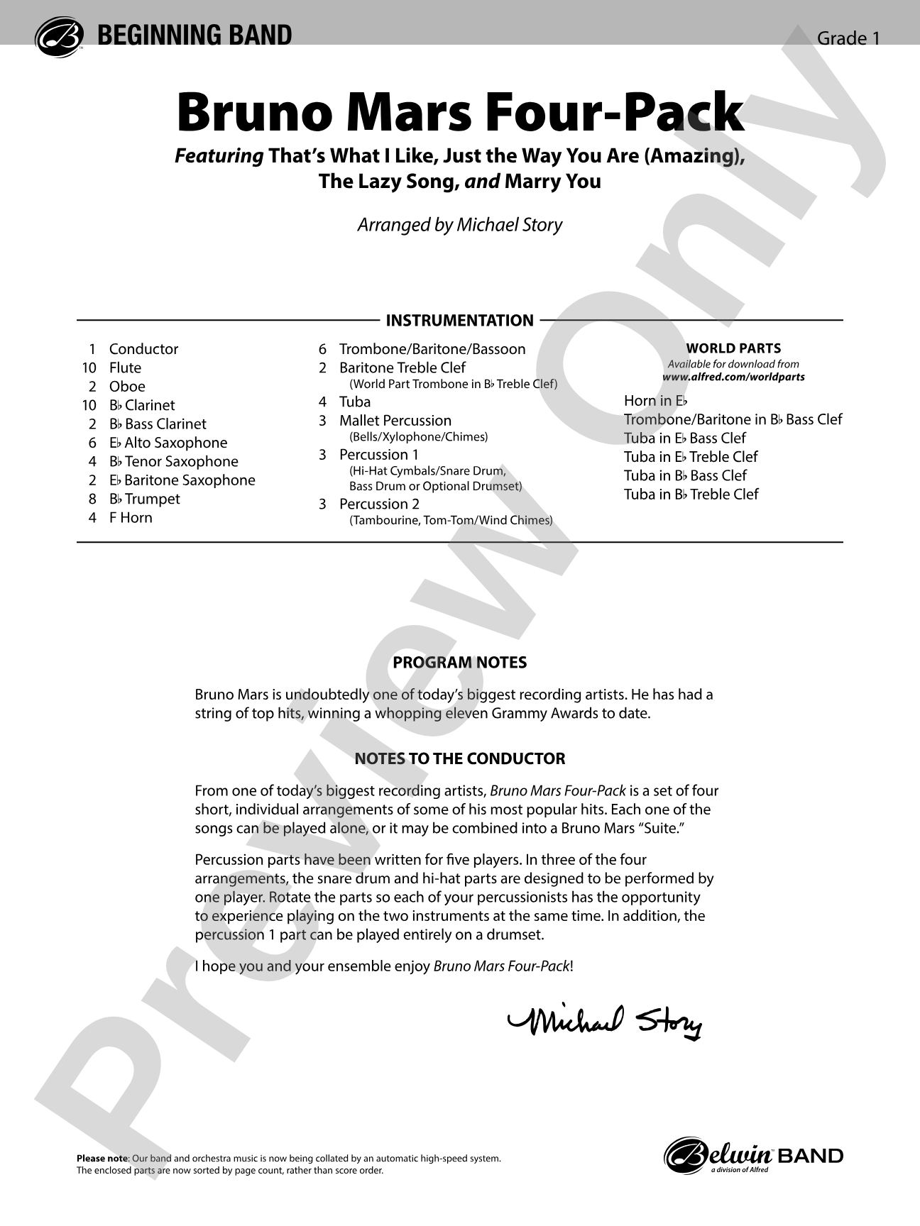 Bruno Mars Four-Pack: Score