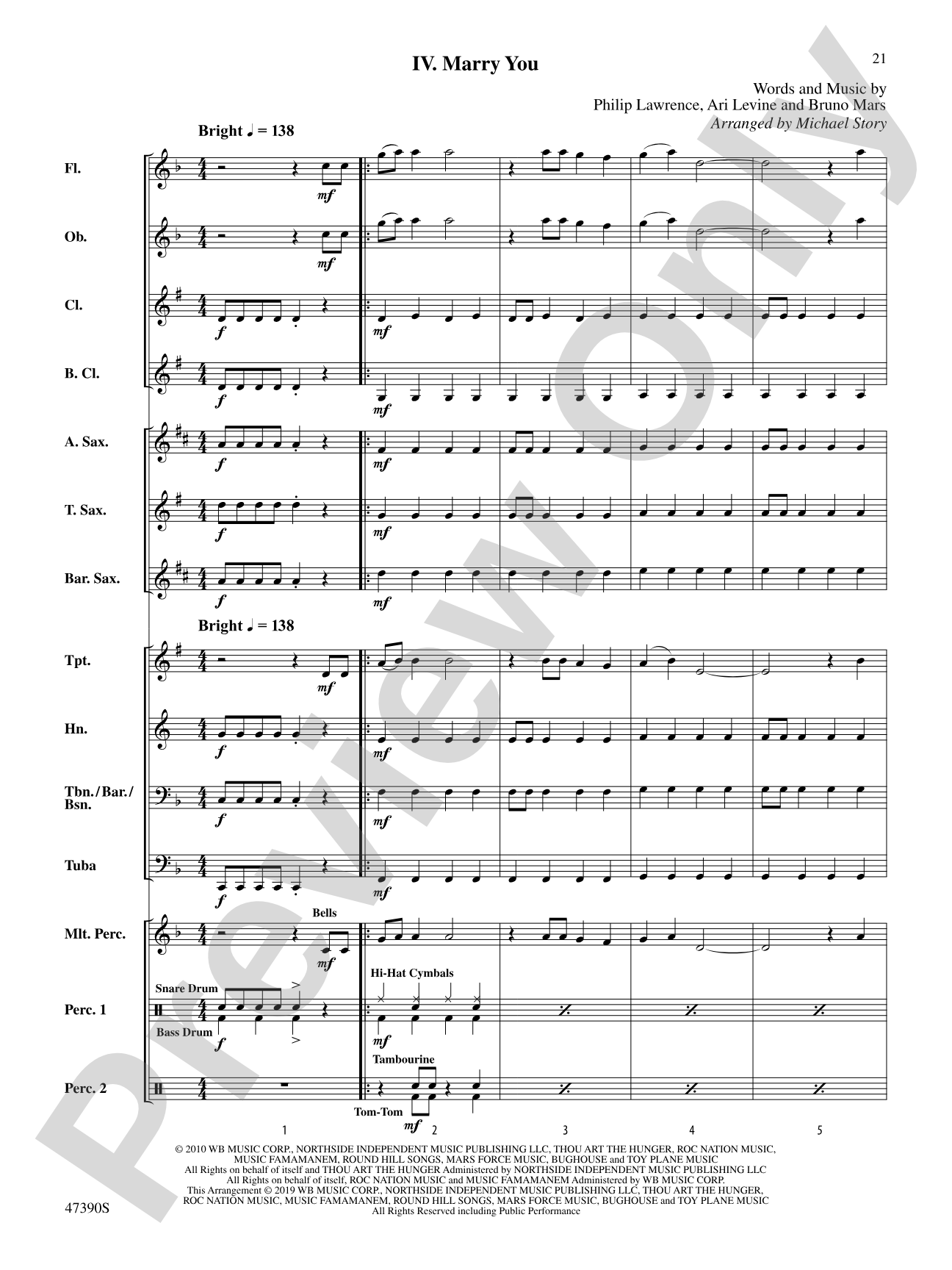 Bruno Mars Four-Pack: Score