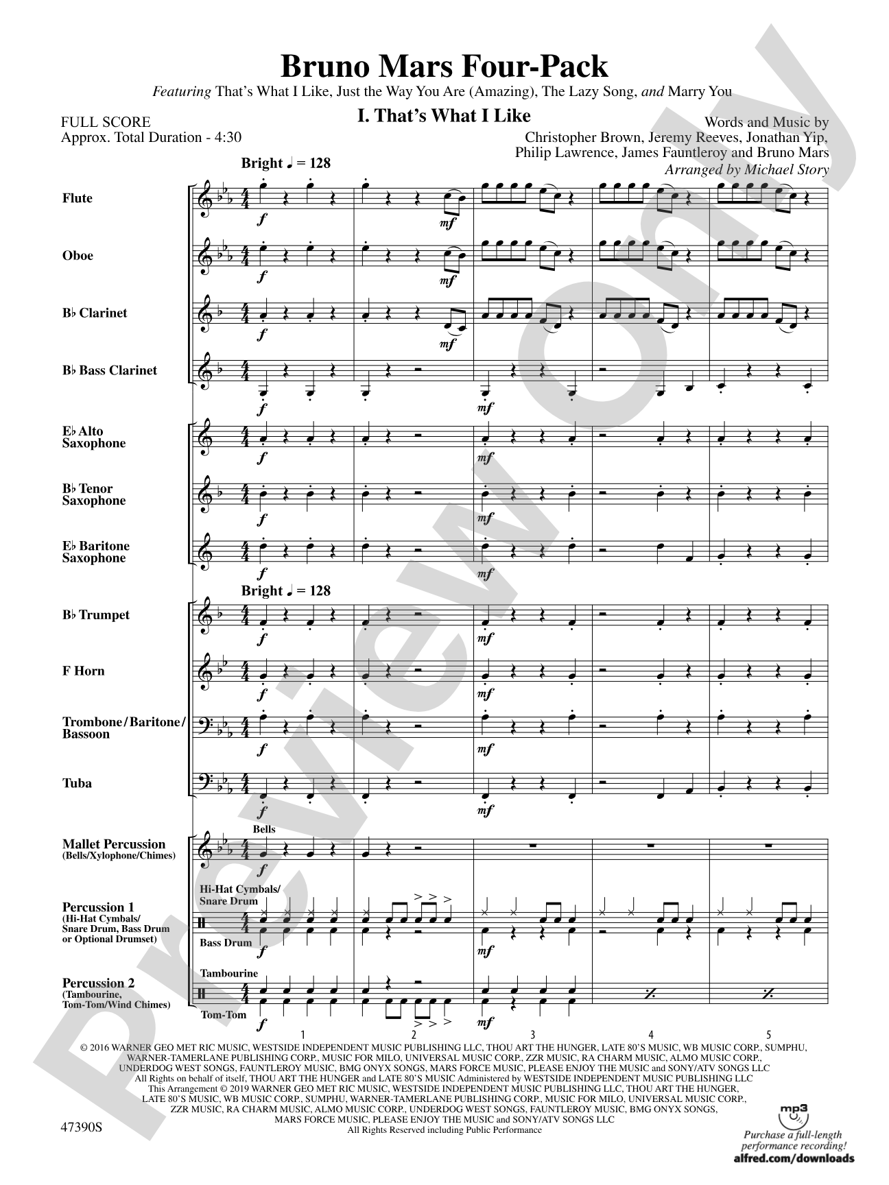 Bruno Mars Four-Pack: Score