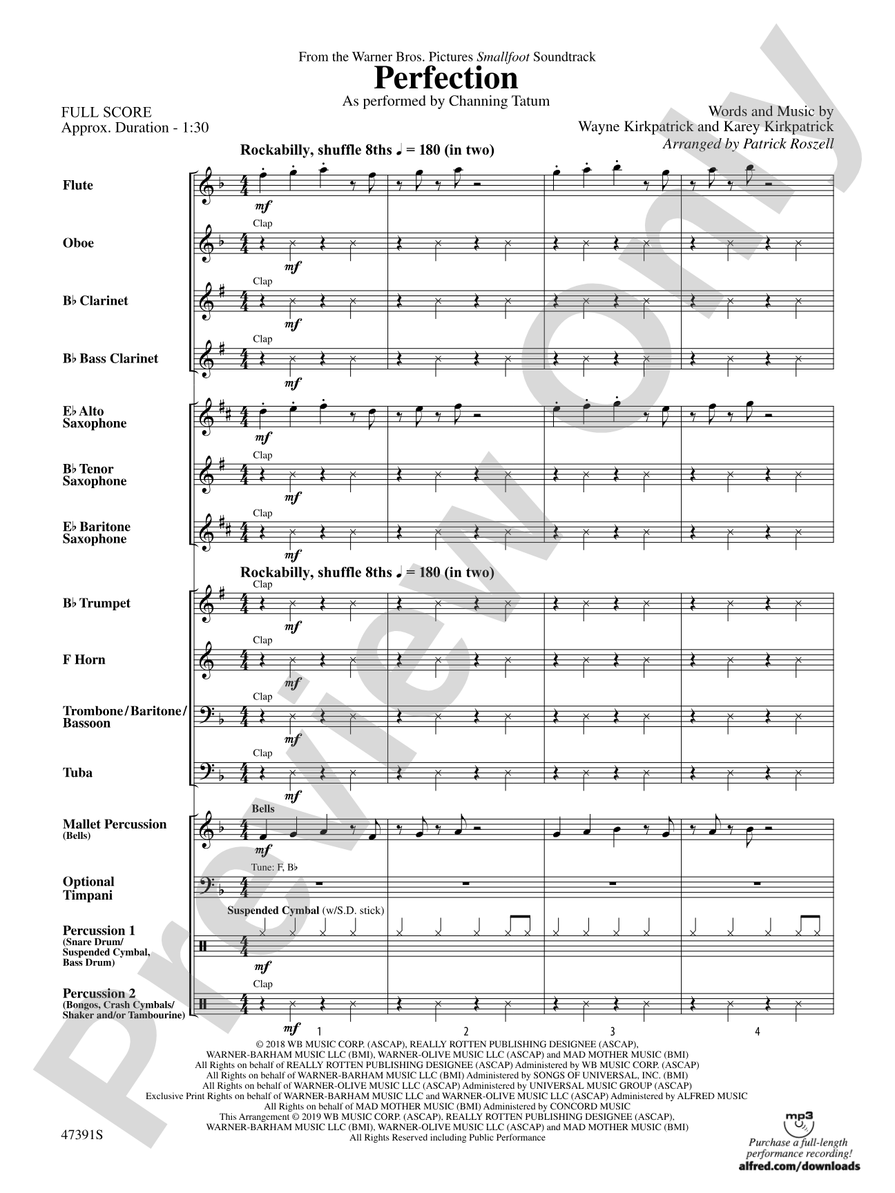 Perfection: Concert Band Conductor Score & Parts