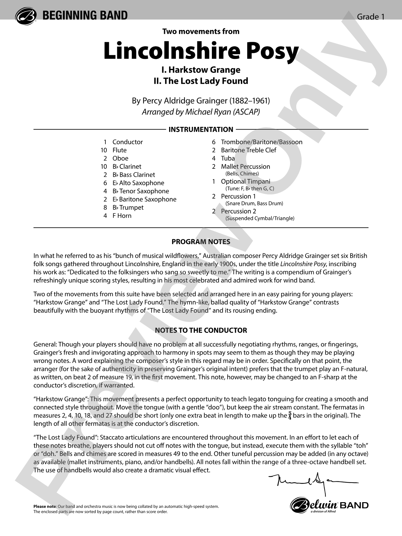 Lincolnshire Posy: Score