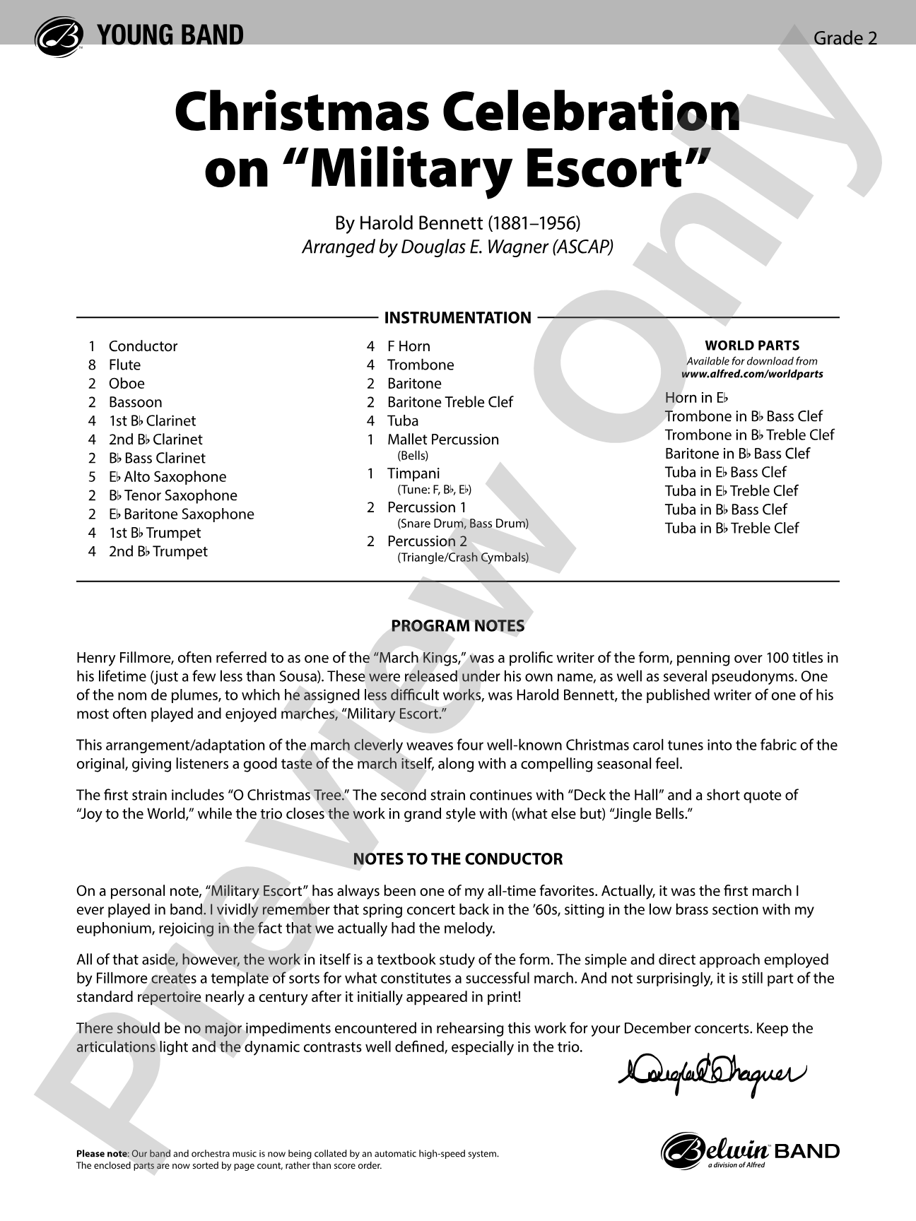 Christmas Celebration on "Military Escort": Concert Band Conductor Score & Parts