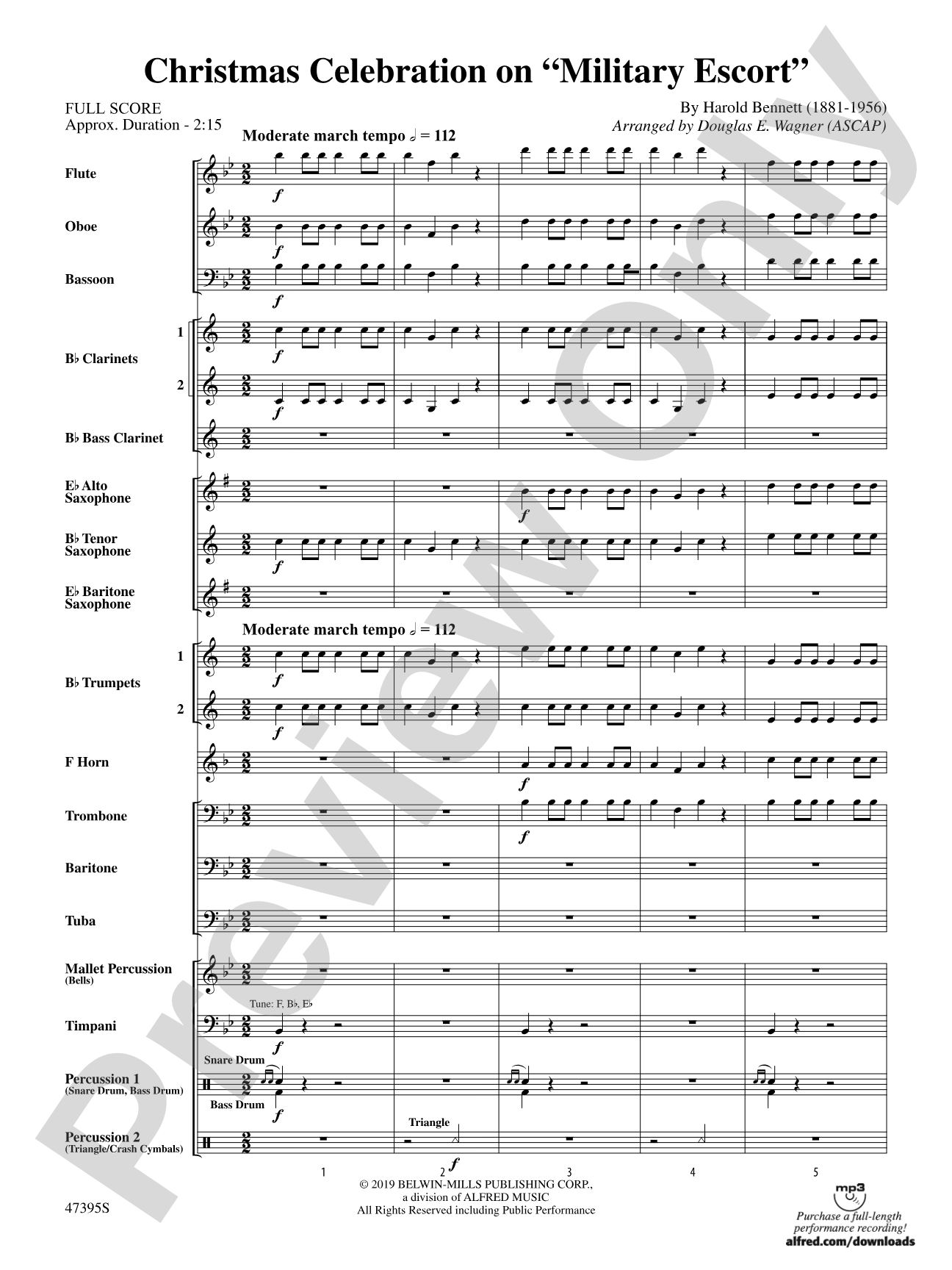 Christmas Celebration on "Military Escort": Concert Band Conductor Score & Parts