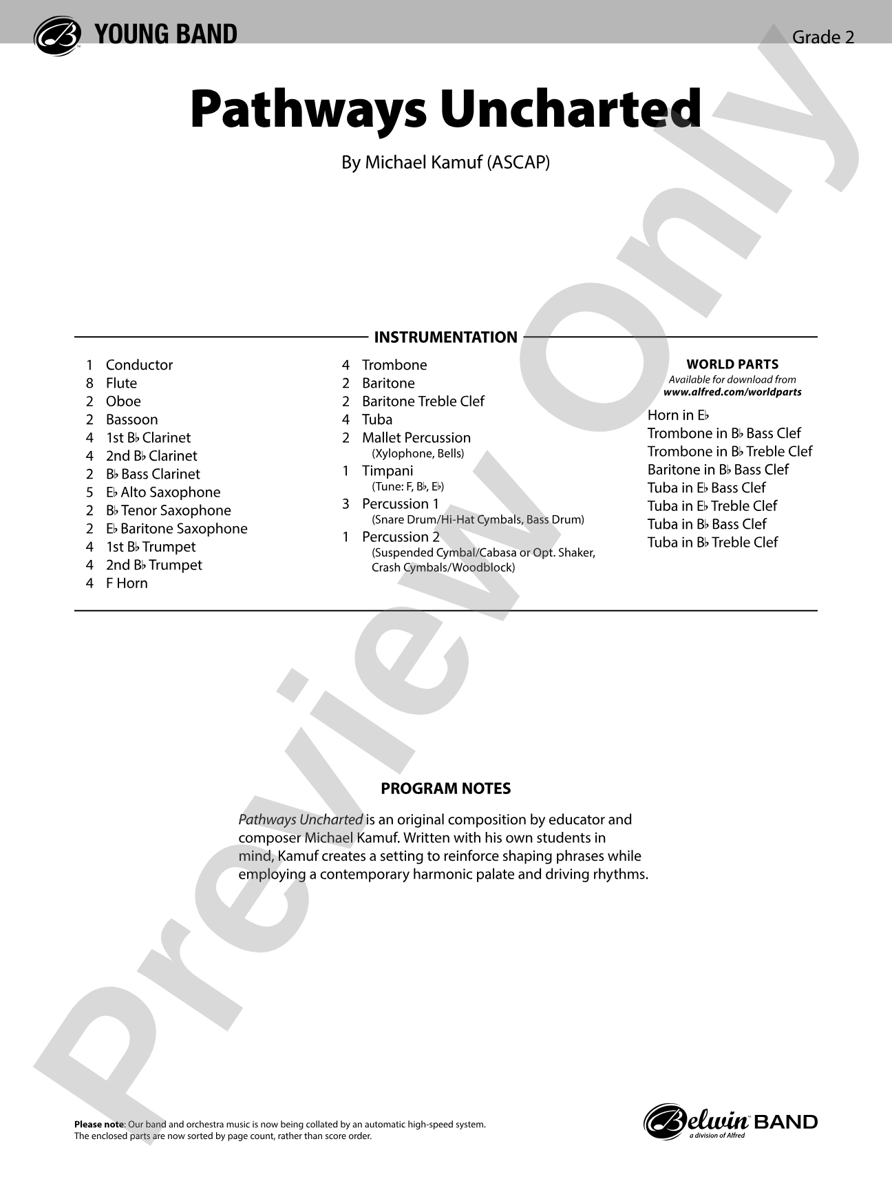 Pathways Uncharted: Concert Band Conductor Score & Parts
