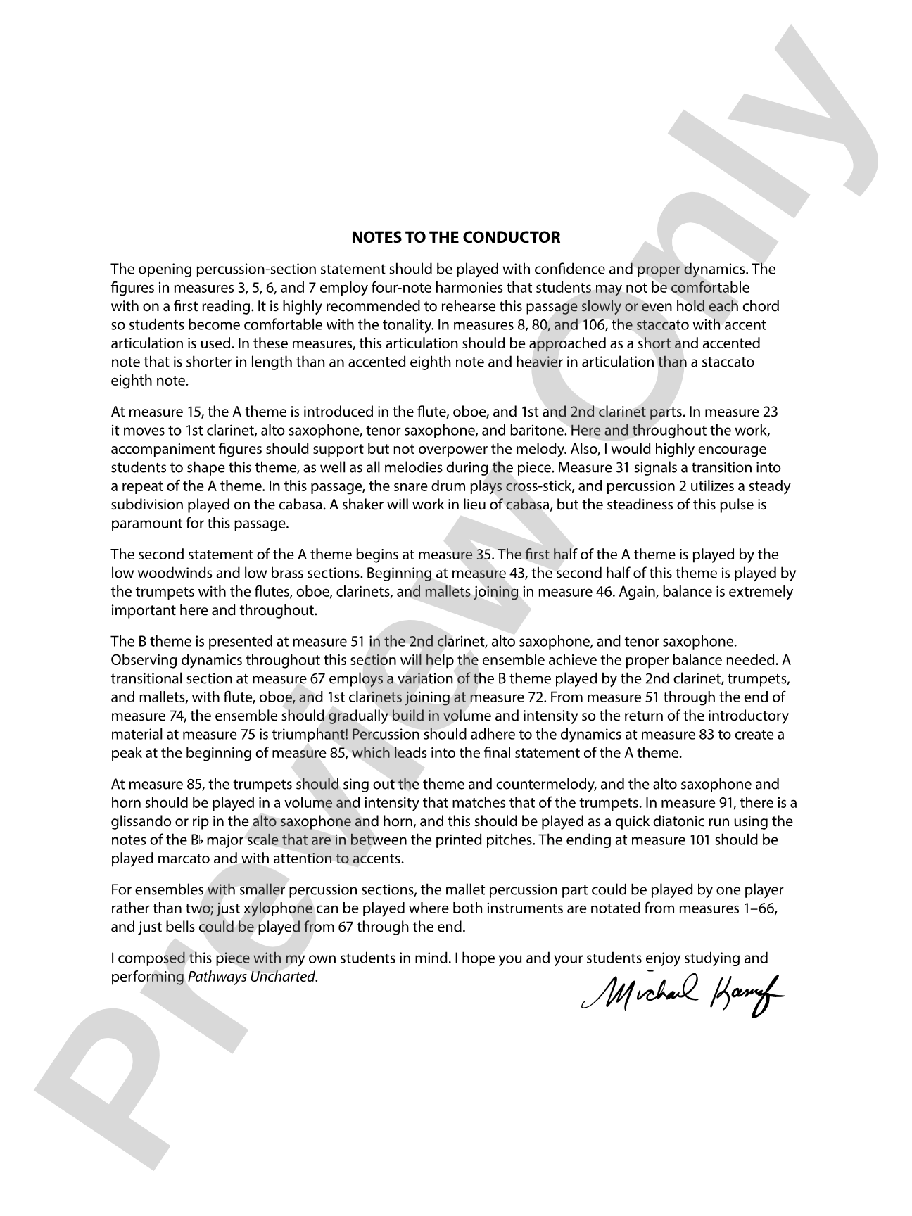 Pathways Uncharted: Concert Band Conductor Score & Parts