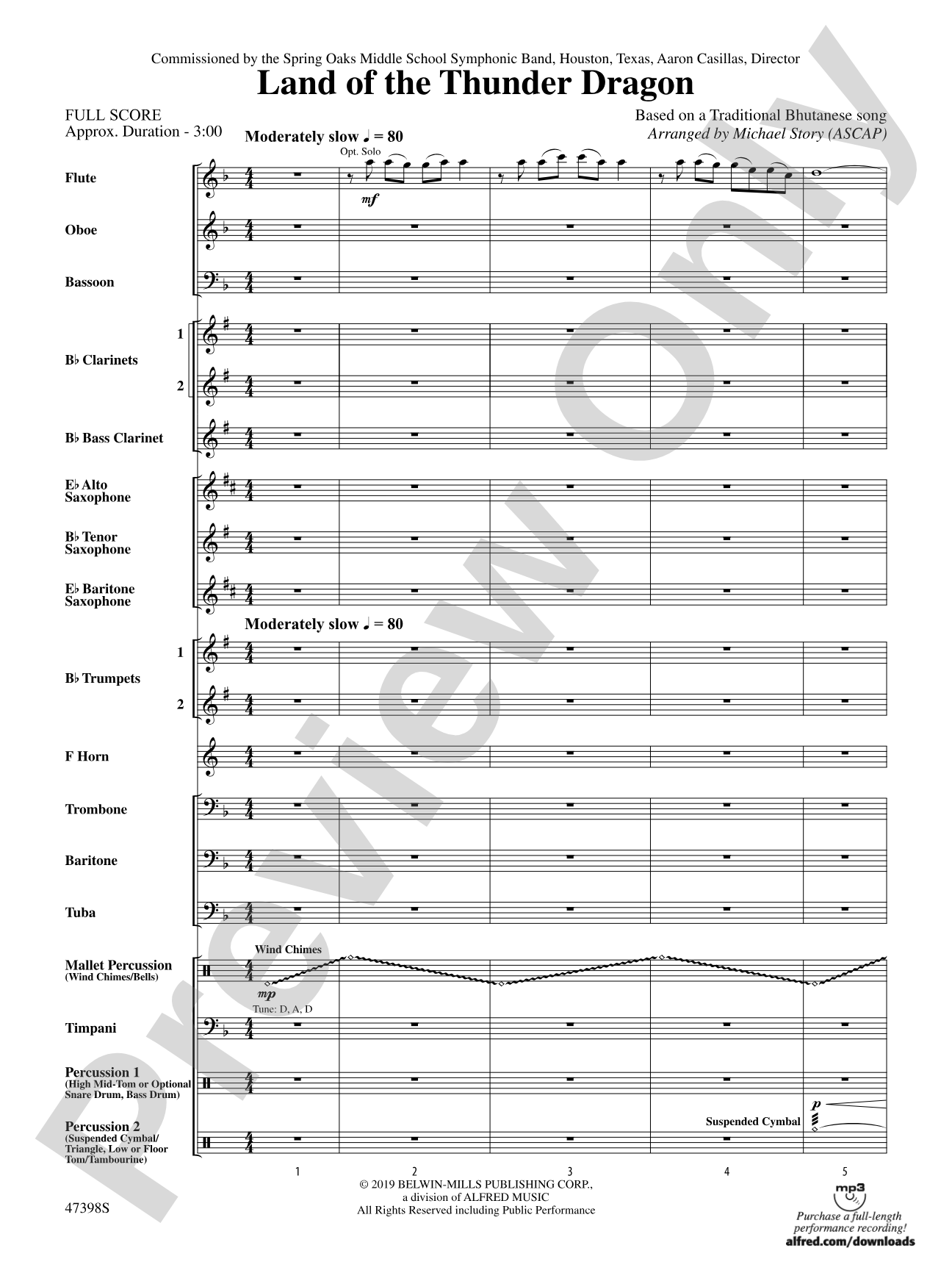 Land of the Thunder Dragon: Concert Band Conductor Score & Parts