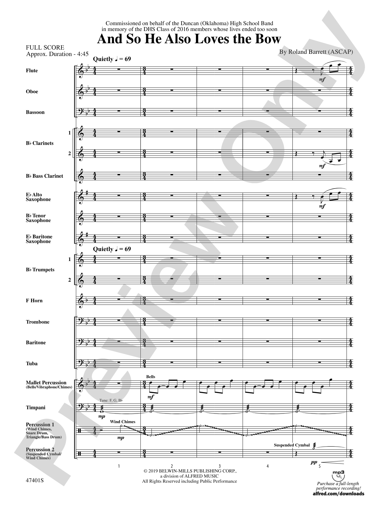 And So He Also Loves the Bow: Concert Band Conductor Score & Parts