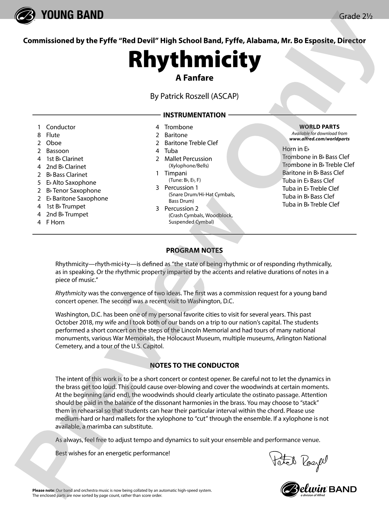 Rhythmicity: Concert Band Conductor Score & Parts