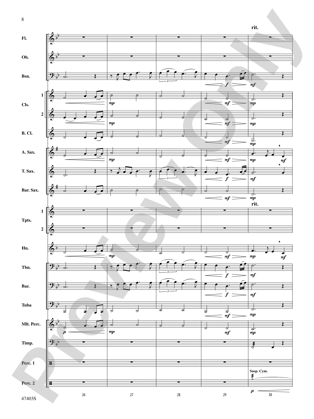Rainbow in a Cloud: Concert Band Conductor Score & Parts