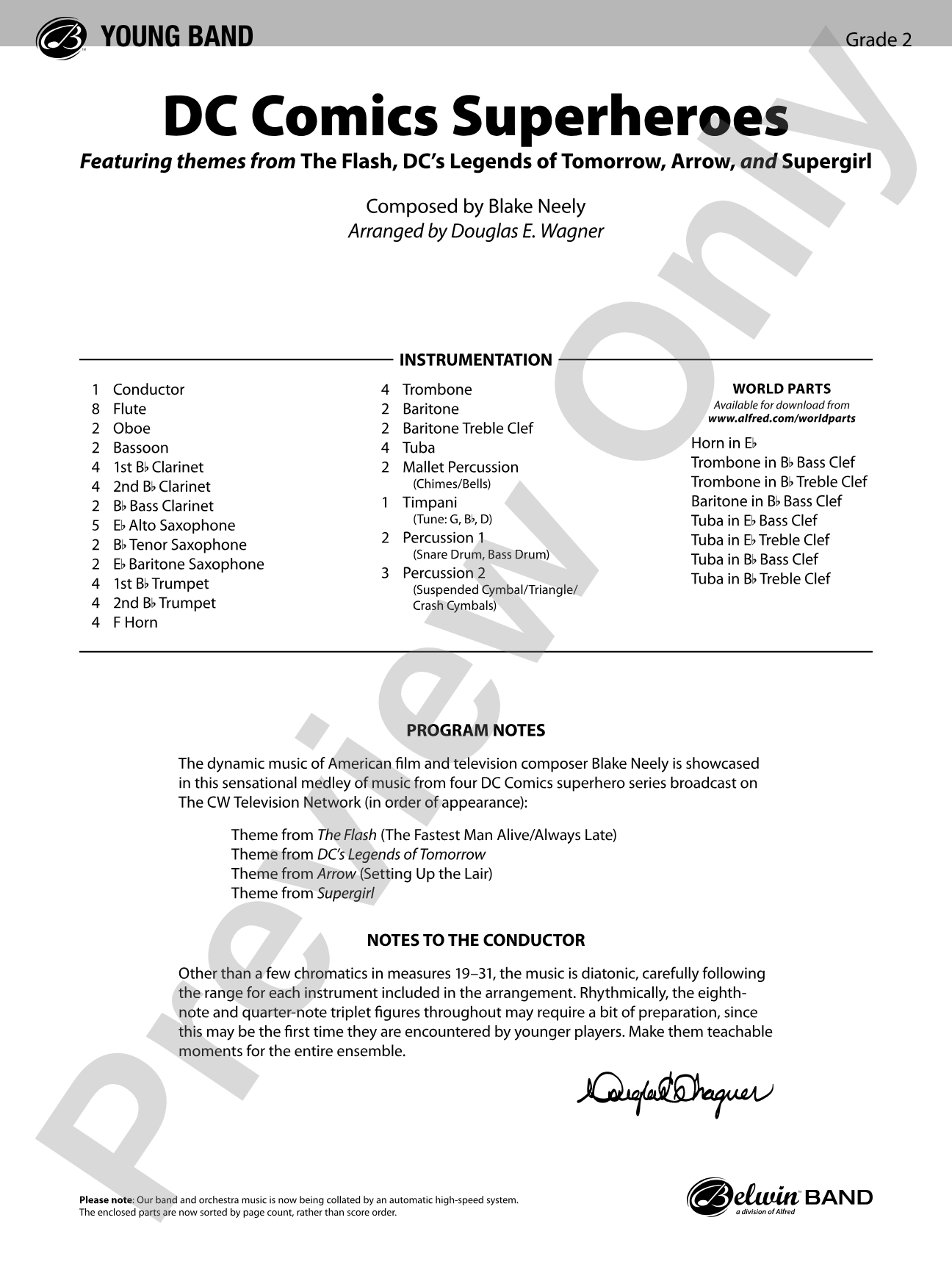DC Comics Superheroes: Concert Band Conductor Score & Parts