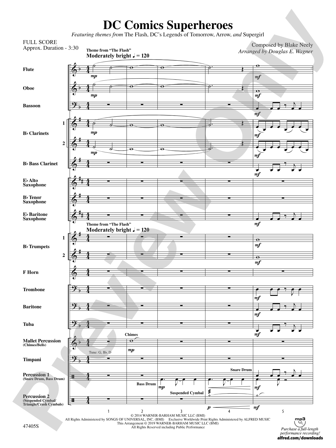 DC Comics Superheroes: Concert Band Conductor Score & Parts