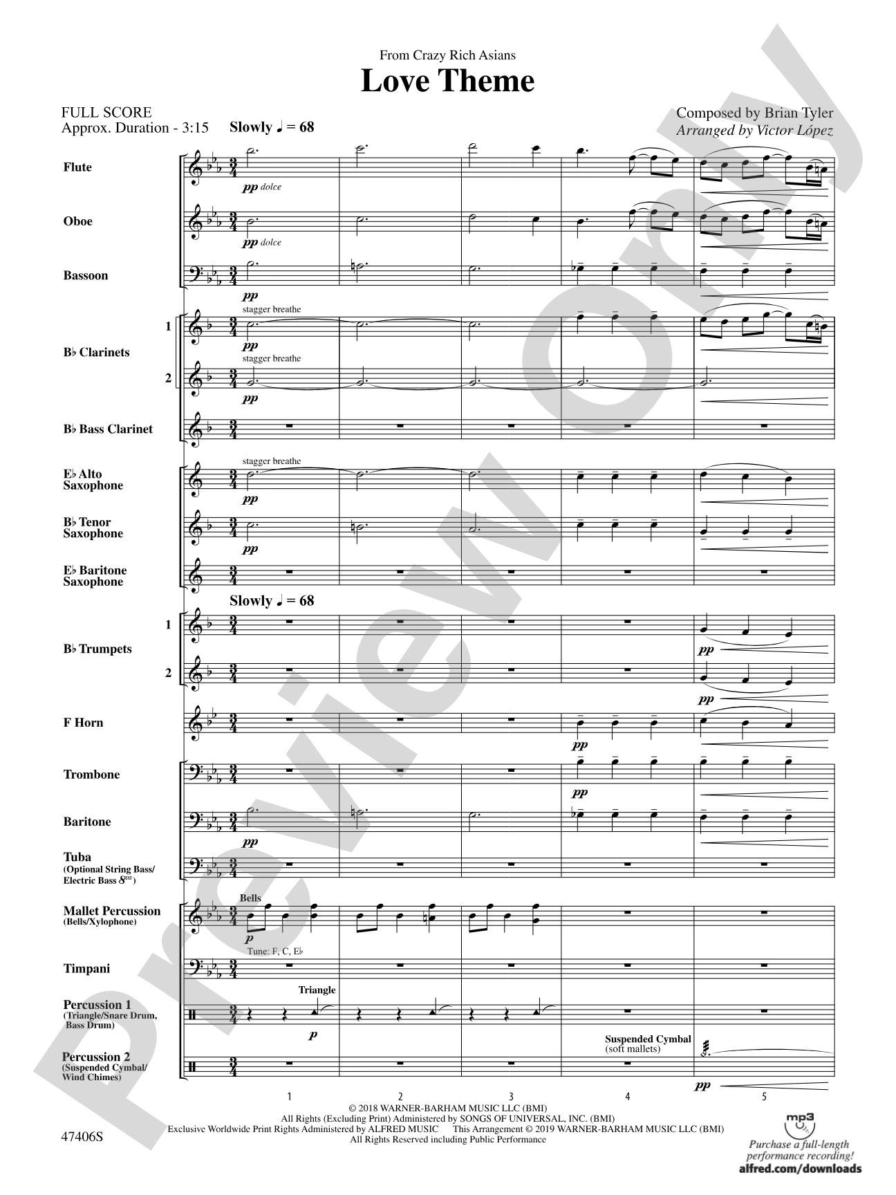 Love Theme: Concert Band Conductor Score & Parts