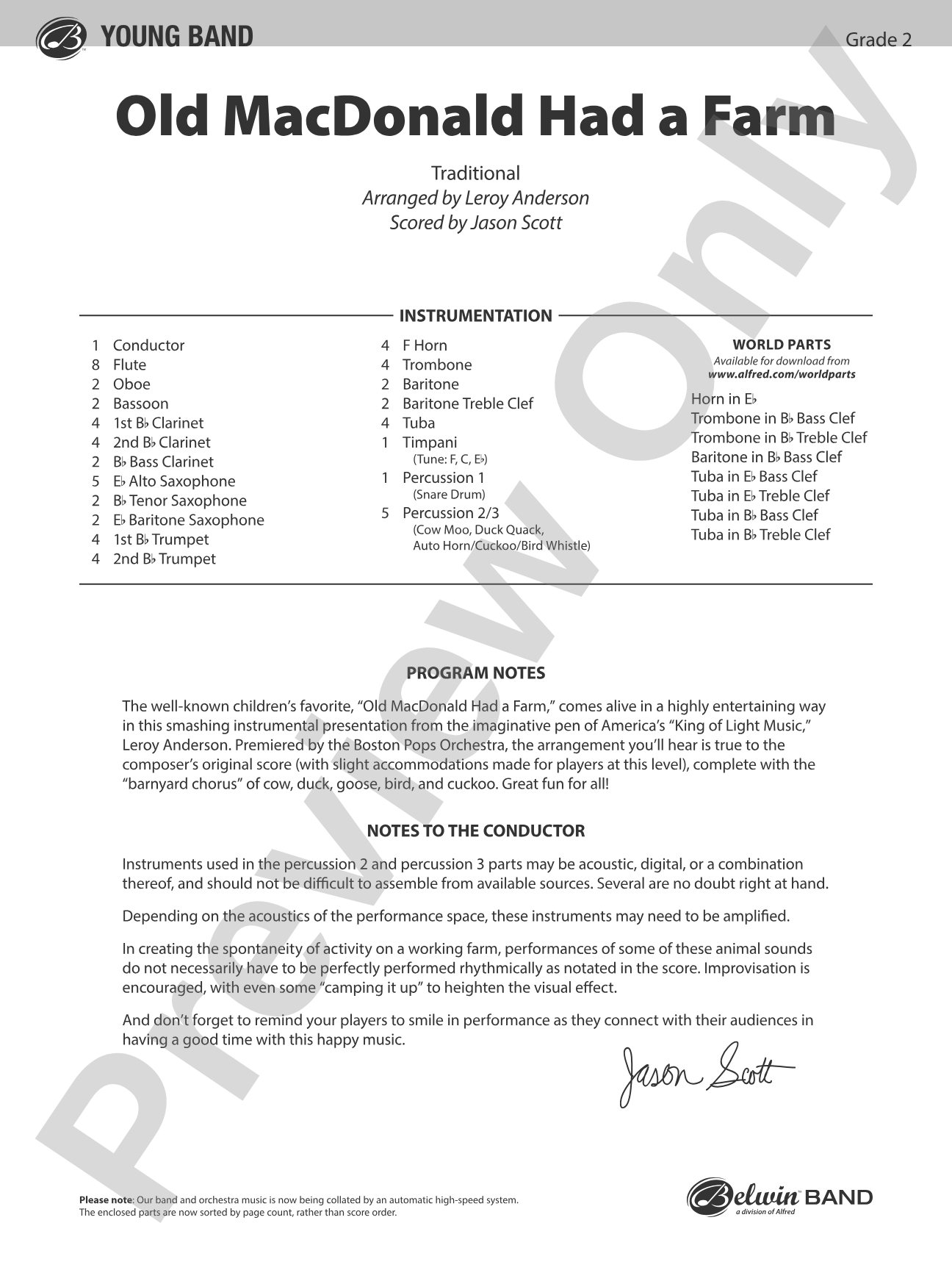 Old MacDonald Had a Farm: Score