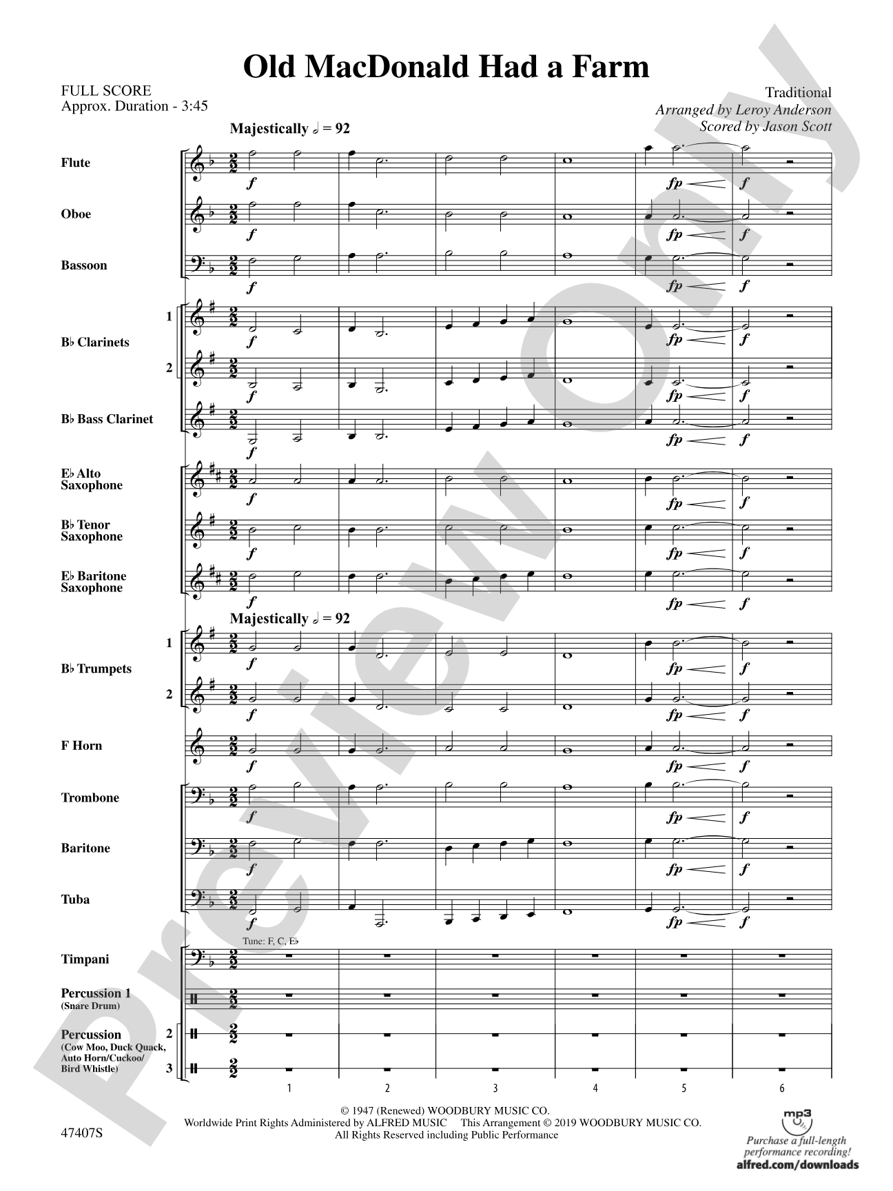 Old MacDonald Had a Farm: Score