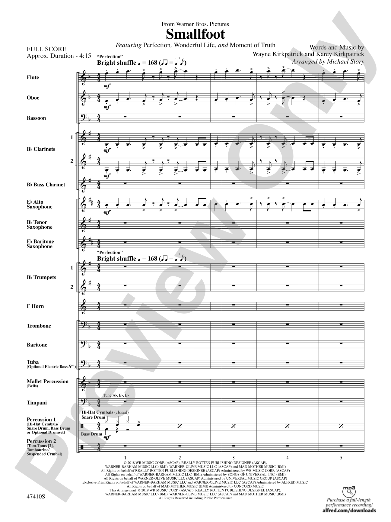 Smallfoot: Concert Band Conductor Score & Parts