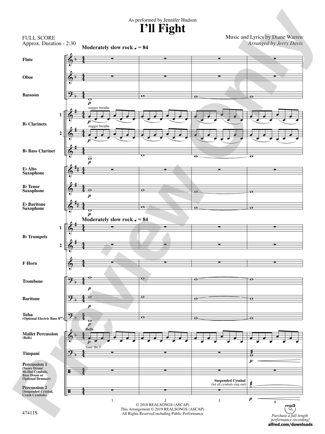 I'll Fight: Concert Band Conductor Score & Parts