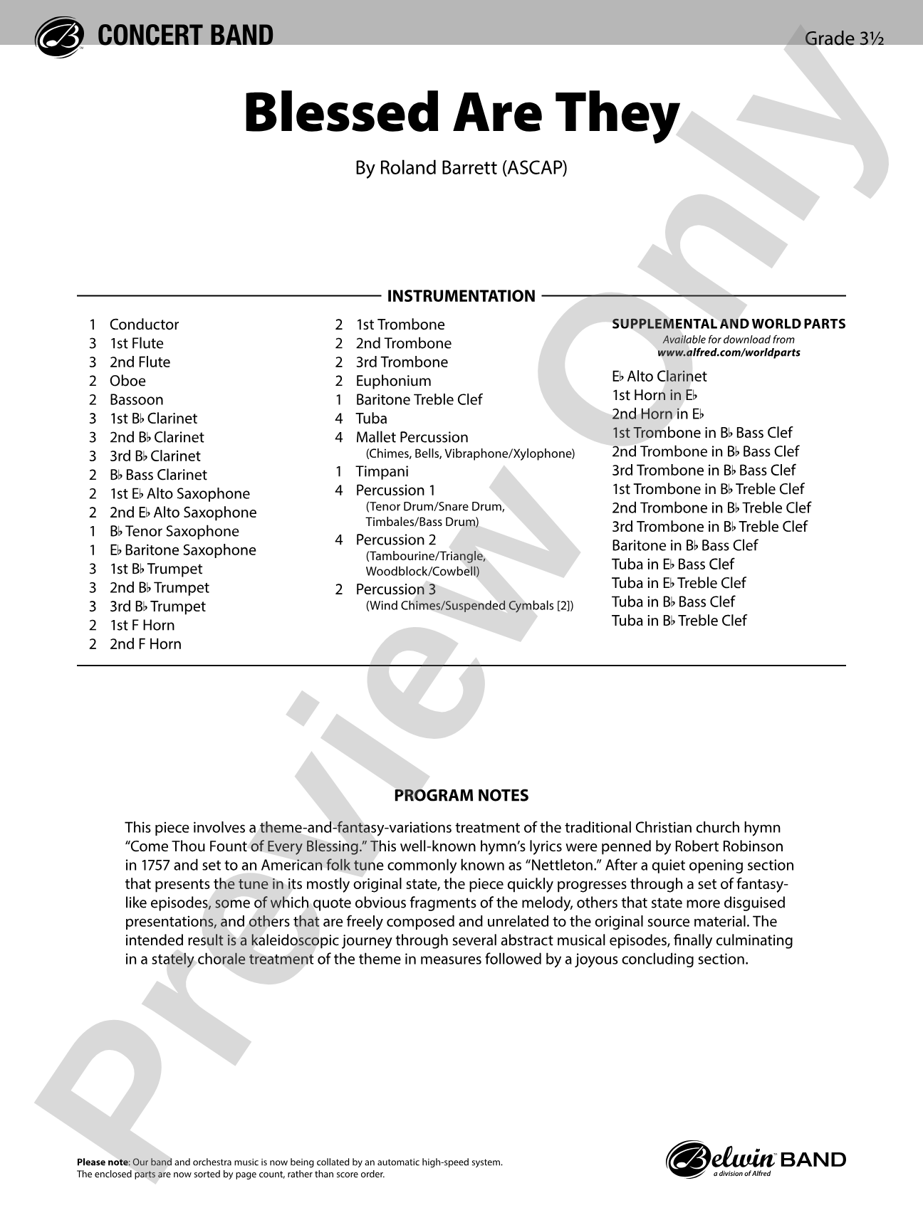 Blessed Are They: Concert Band Conductor Score & Parts