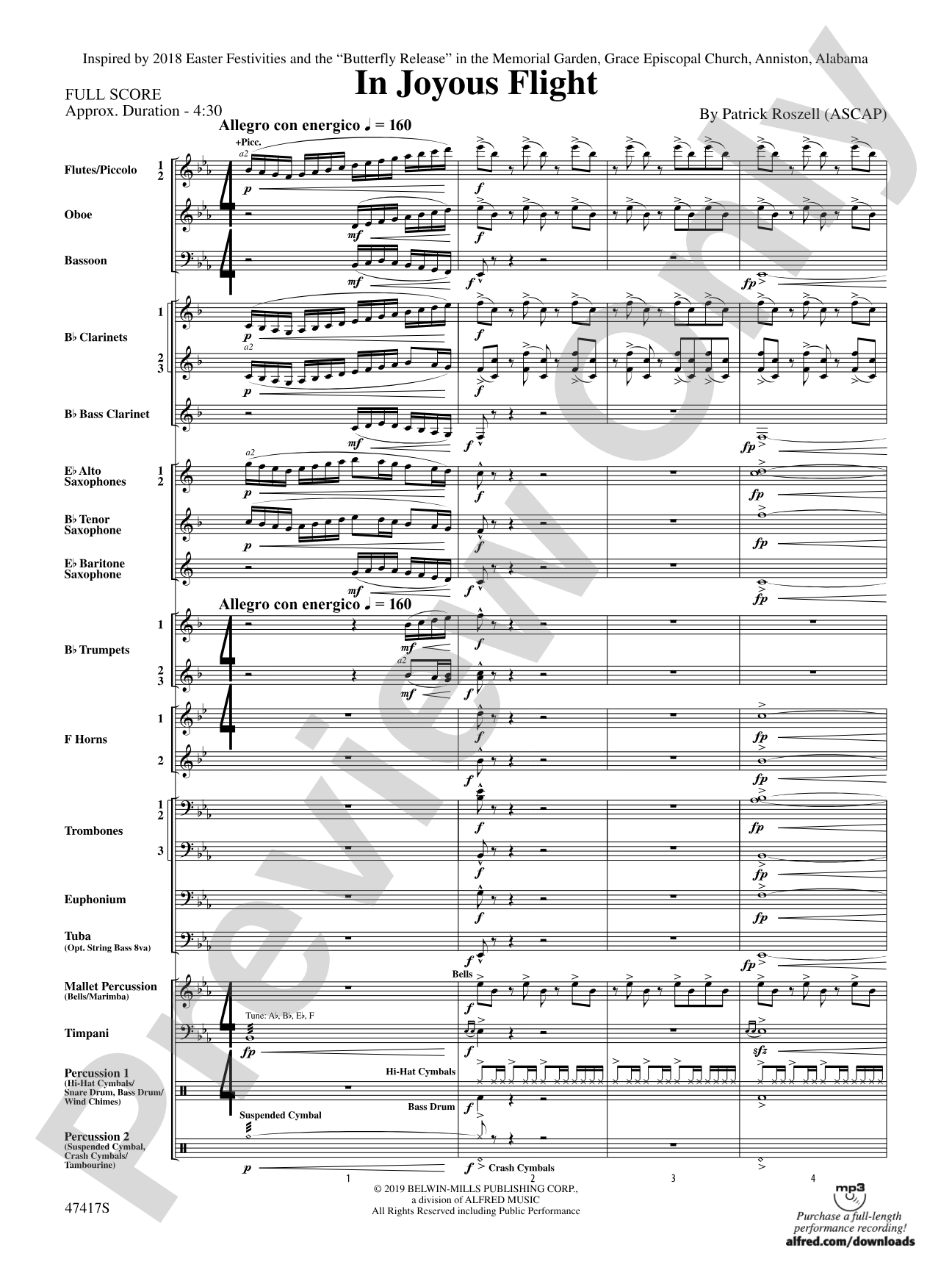 In Joyous Flight: Concert Band Conductor Score & Parts