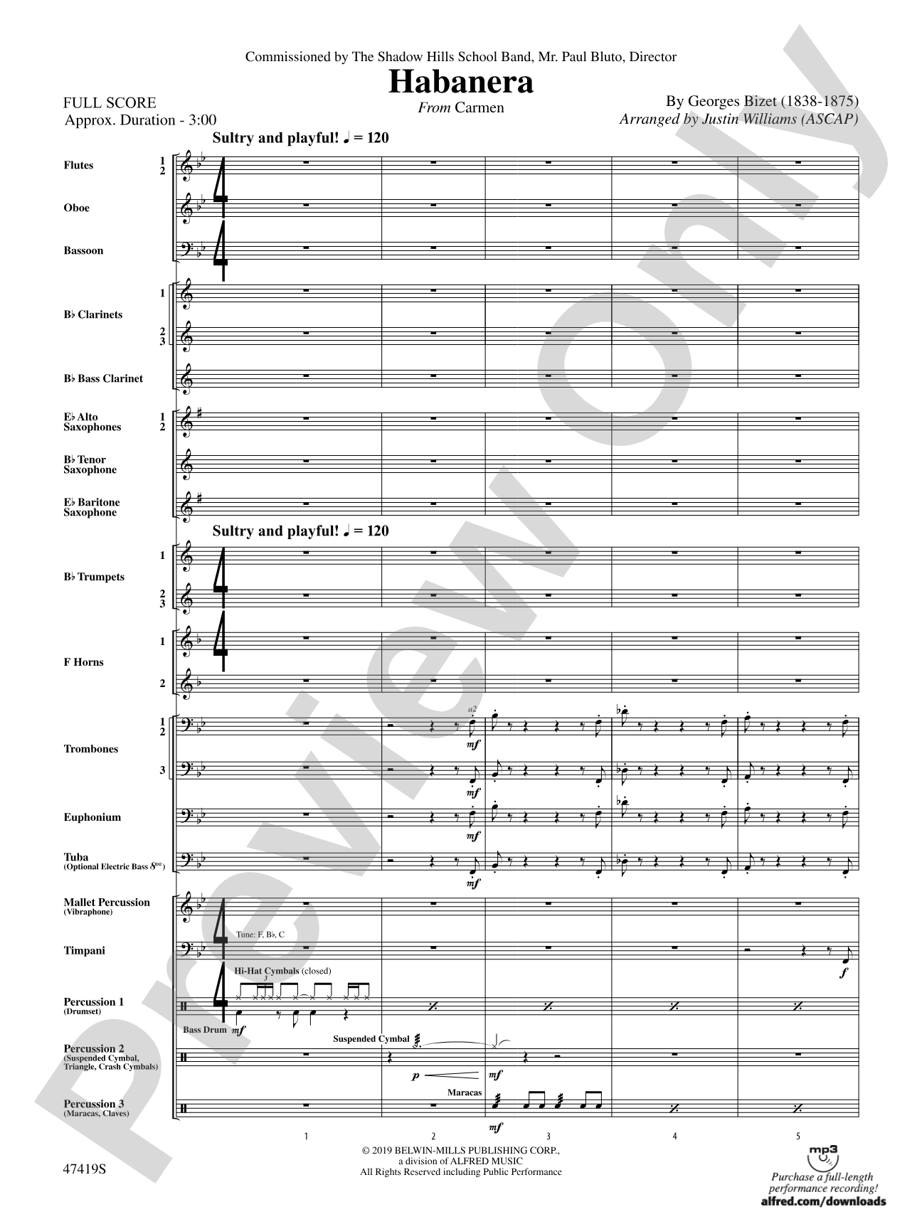 Habanera: Concert Band Conductor Score & Parts