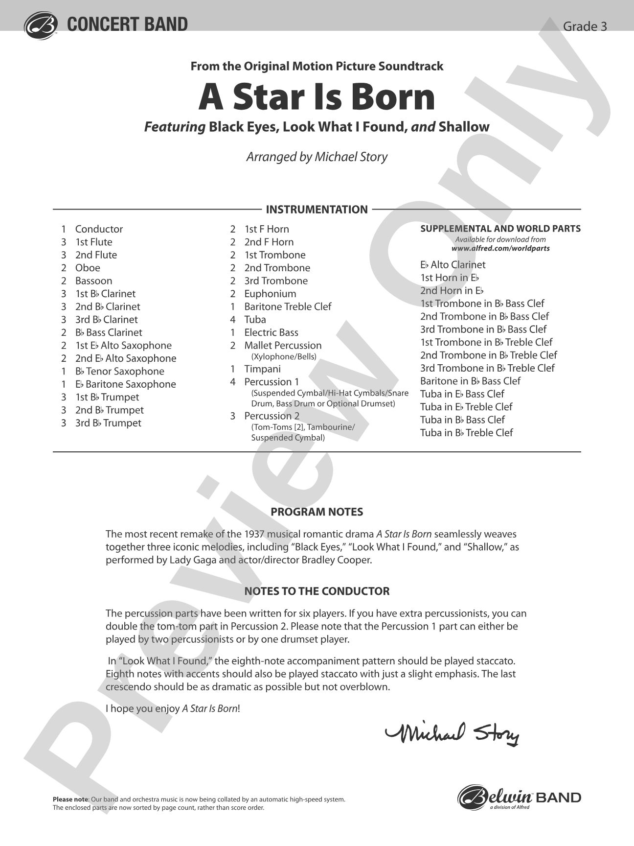 A Star Is Born: Concert Band Conductor Score & Parts