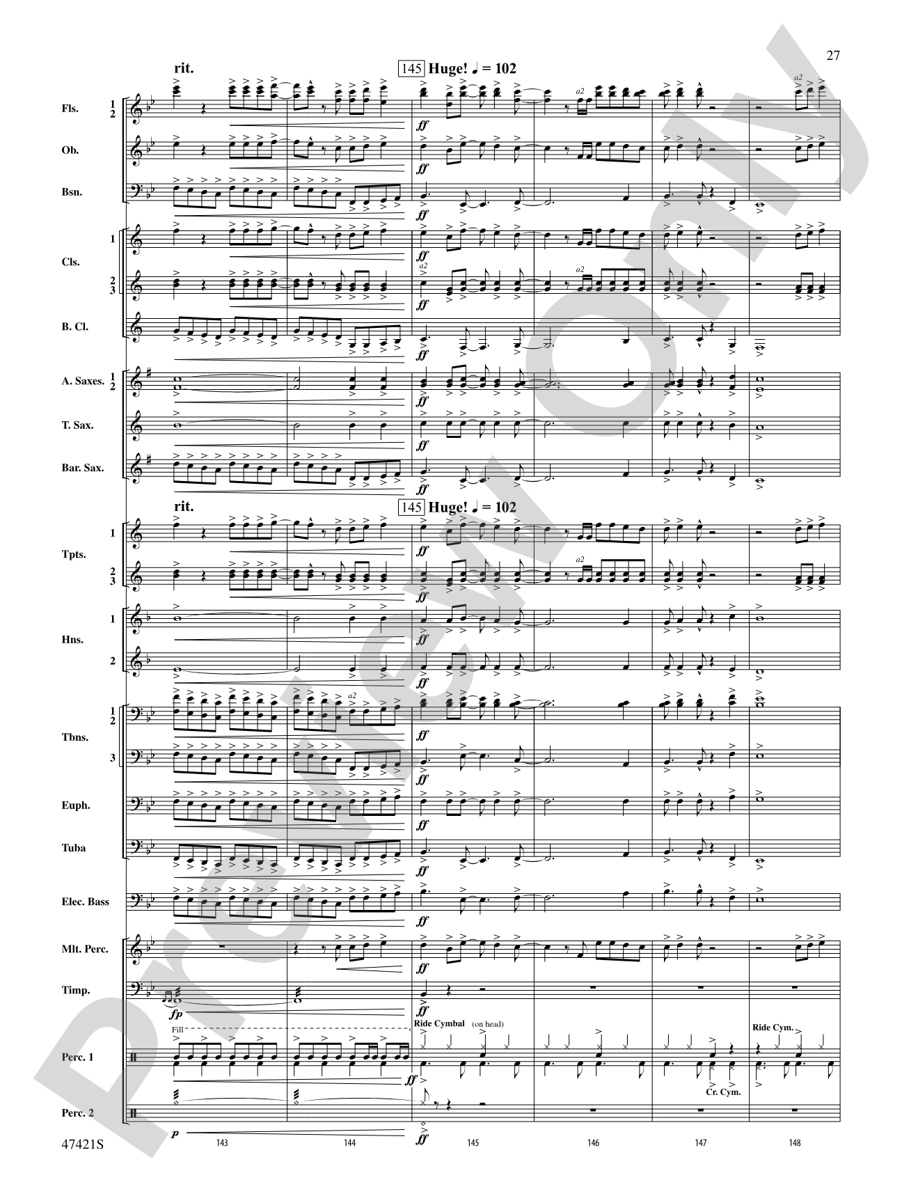 Meat Loaf---The Hits: Concert Band Conductor Score & Parts