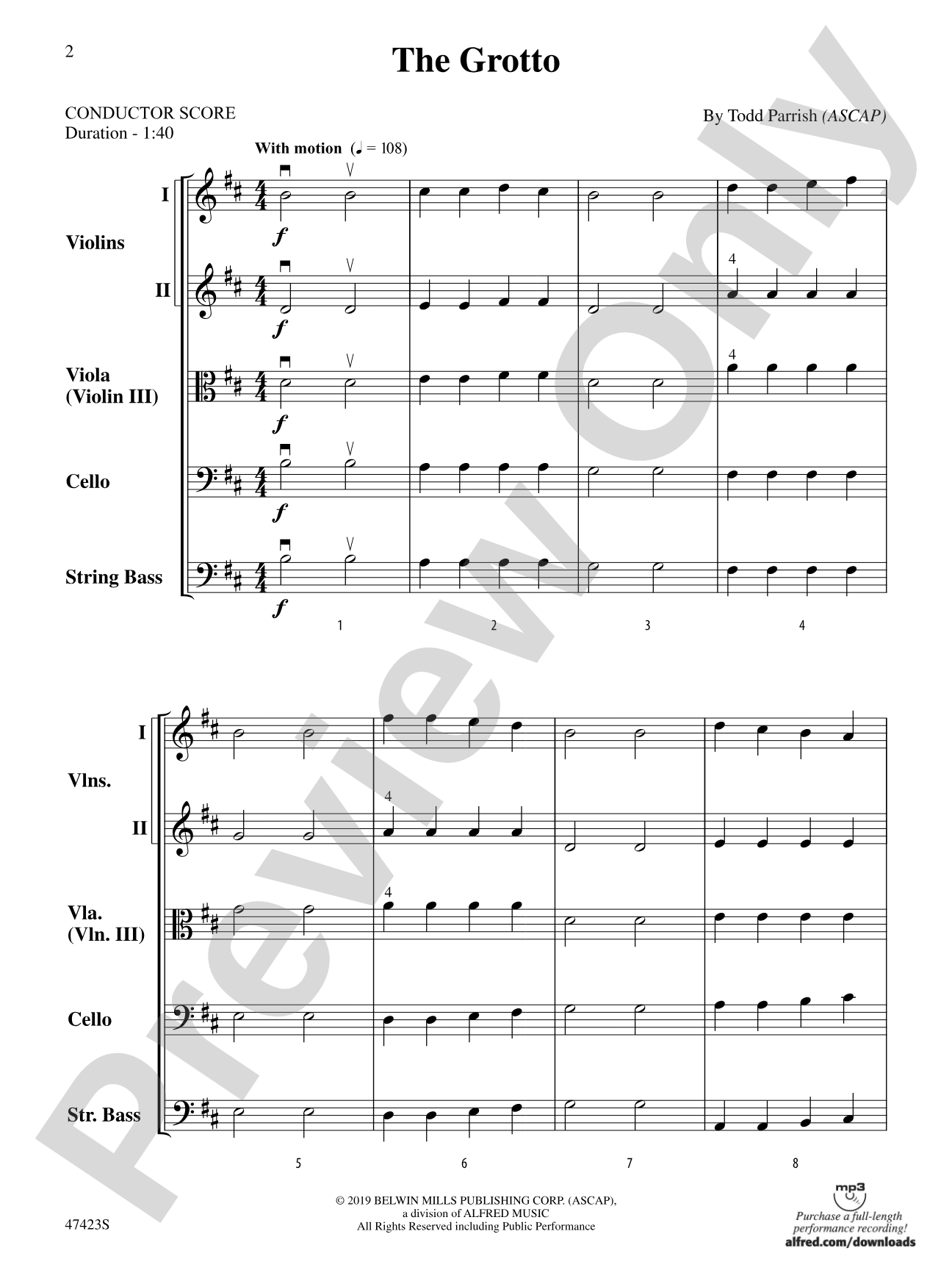 The Grotto: String Orchestra Conductor Score & Parts