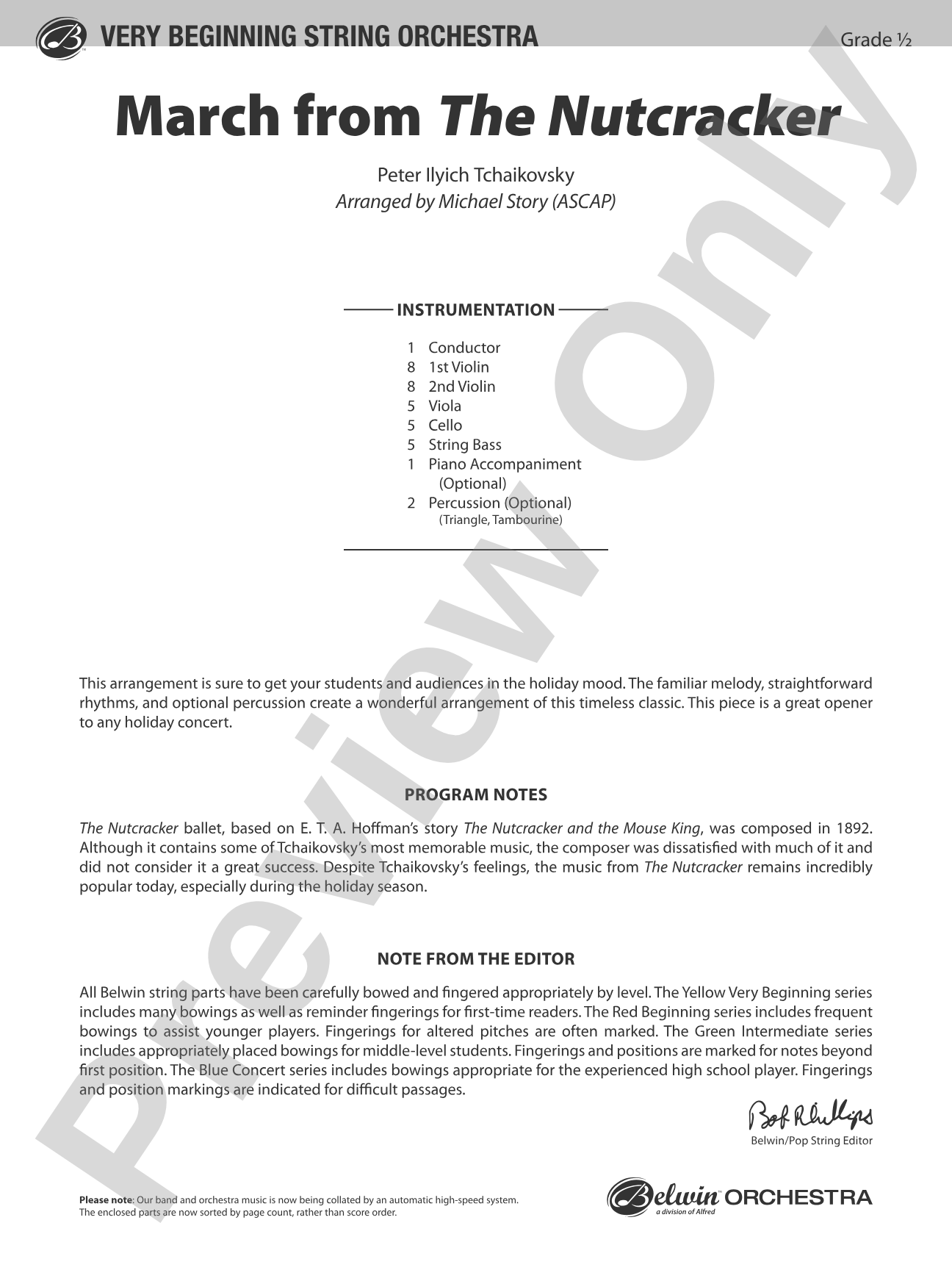 March from The Nutcracker: String Orchestra Conductor Score & Parts