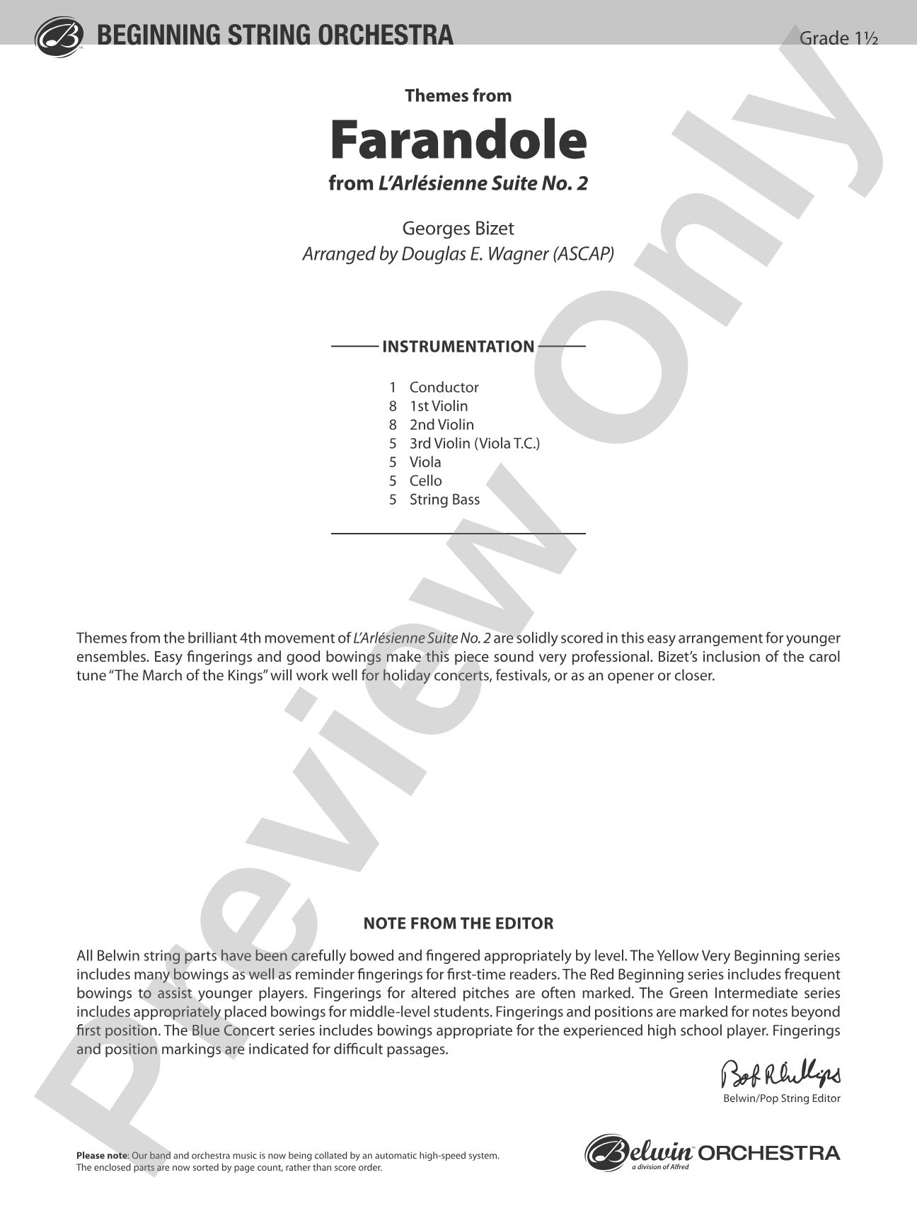 Themes from Farandole: String Orchestra Conductor Score & Parts