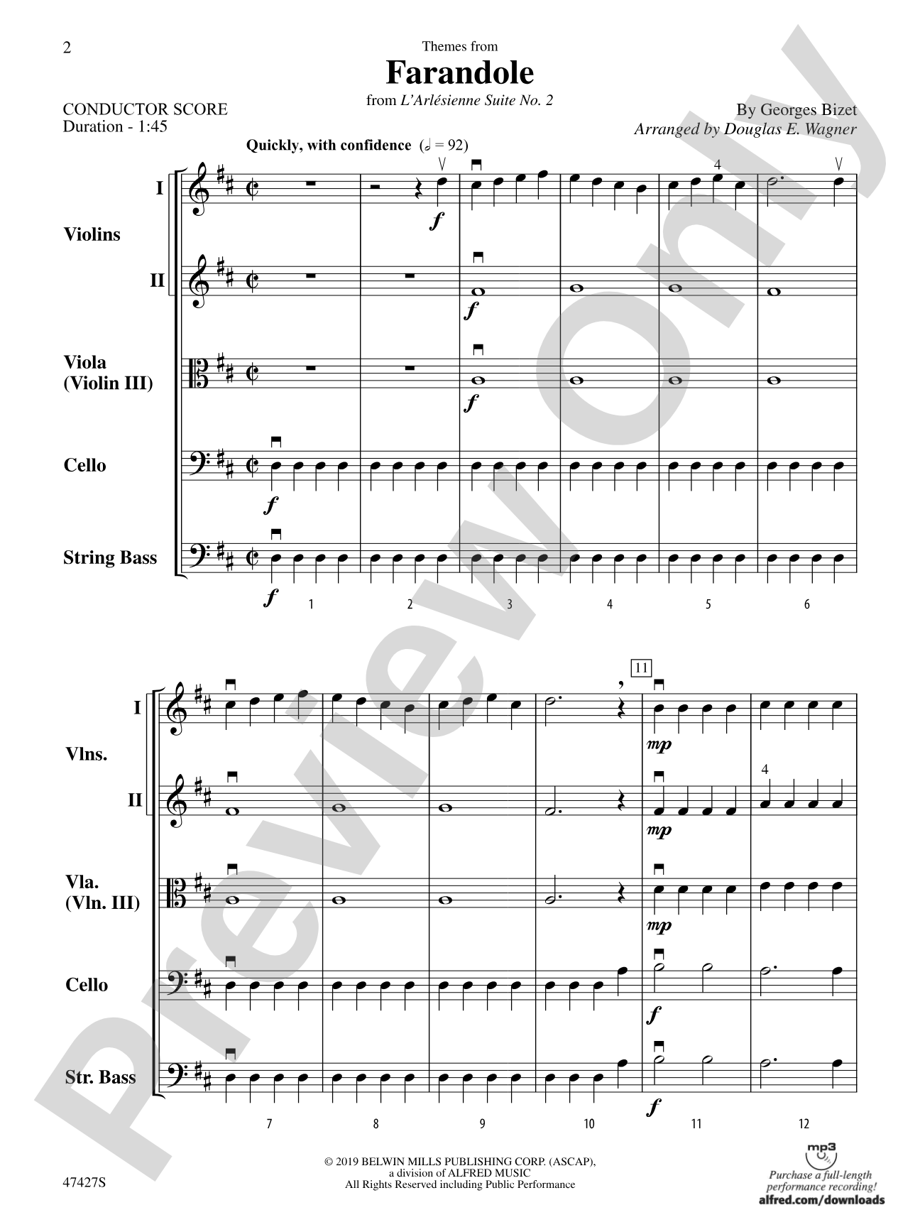 Themes from Farandole: String Orchestra Conductor Score & Parts