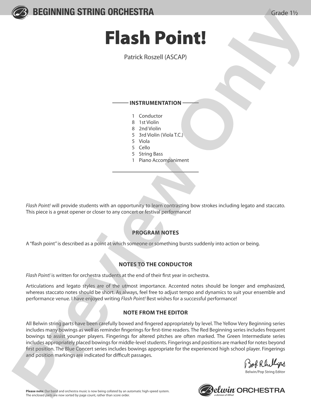 Flashpoint!: String Orchestra Conductor Score & Parts