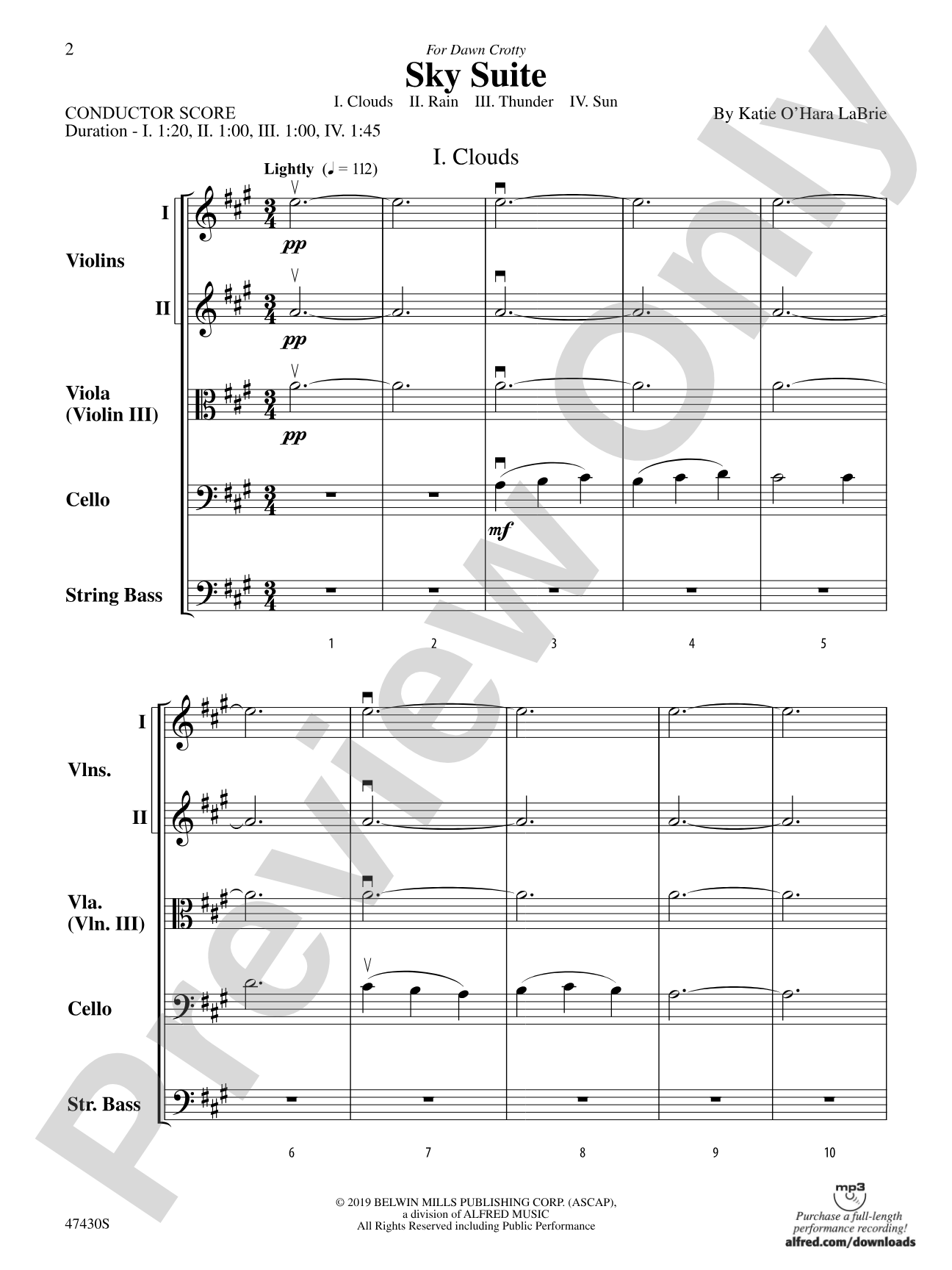 Sky Suite: String Orchestra Conductor Score & Parts