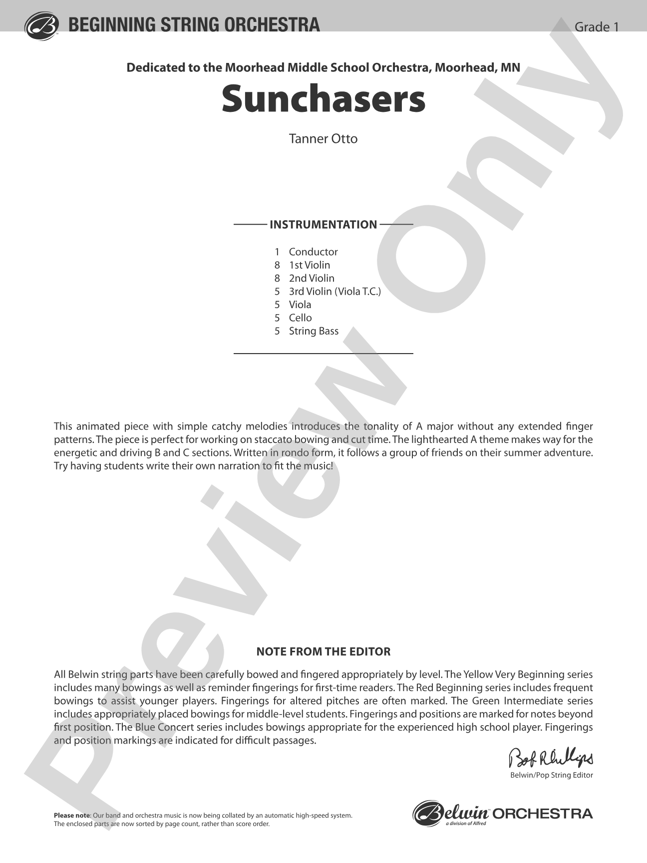 Sunchasers: String Orchestra Conductor Score & Parts