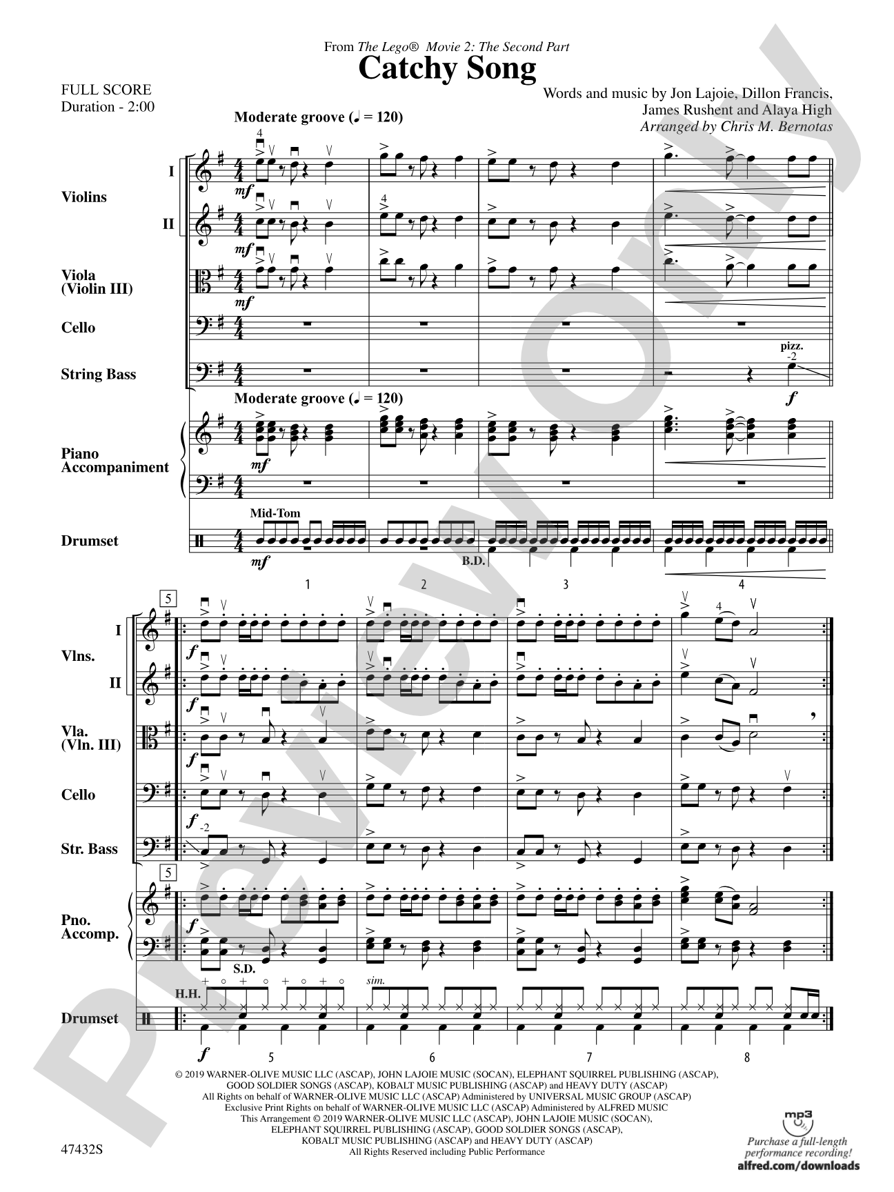 Catchy Song: String Orchestra Conductor Score & Parts