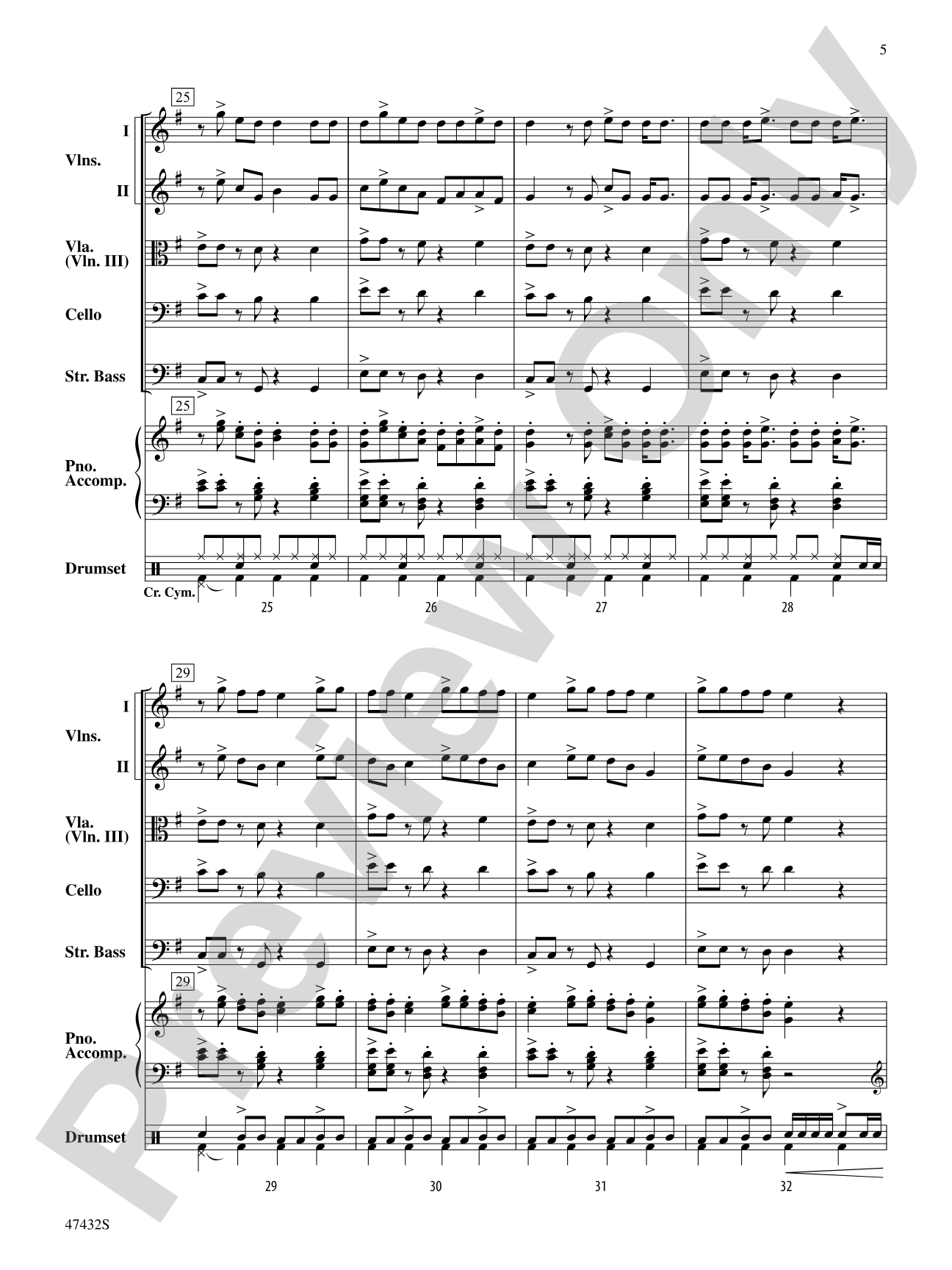 Catchy Song: String Orchestra Conductor Score & Parts