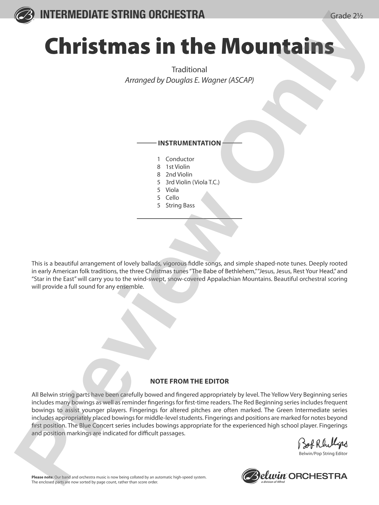 Christmas in the Mountains: String Orchestra Conductor Score & Parts