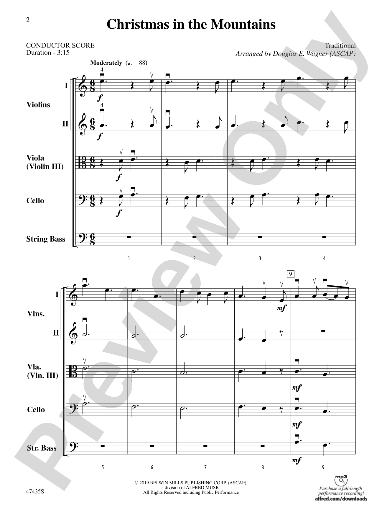 Christmas in the Mountains: String Orchestra Conductor Score & Parts