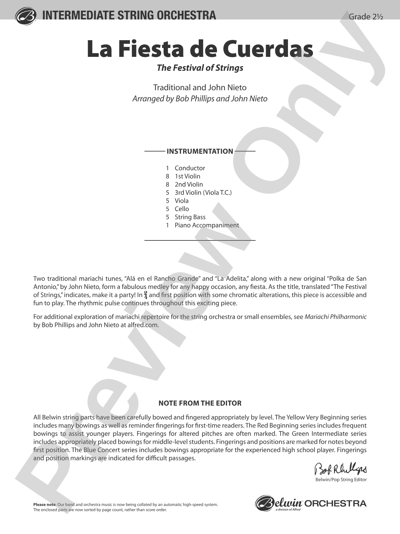 La Fiesta de Cuerdas: String Orchestra Conductor Score & Parts