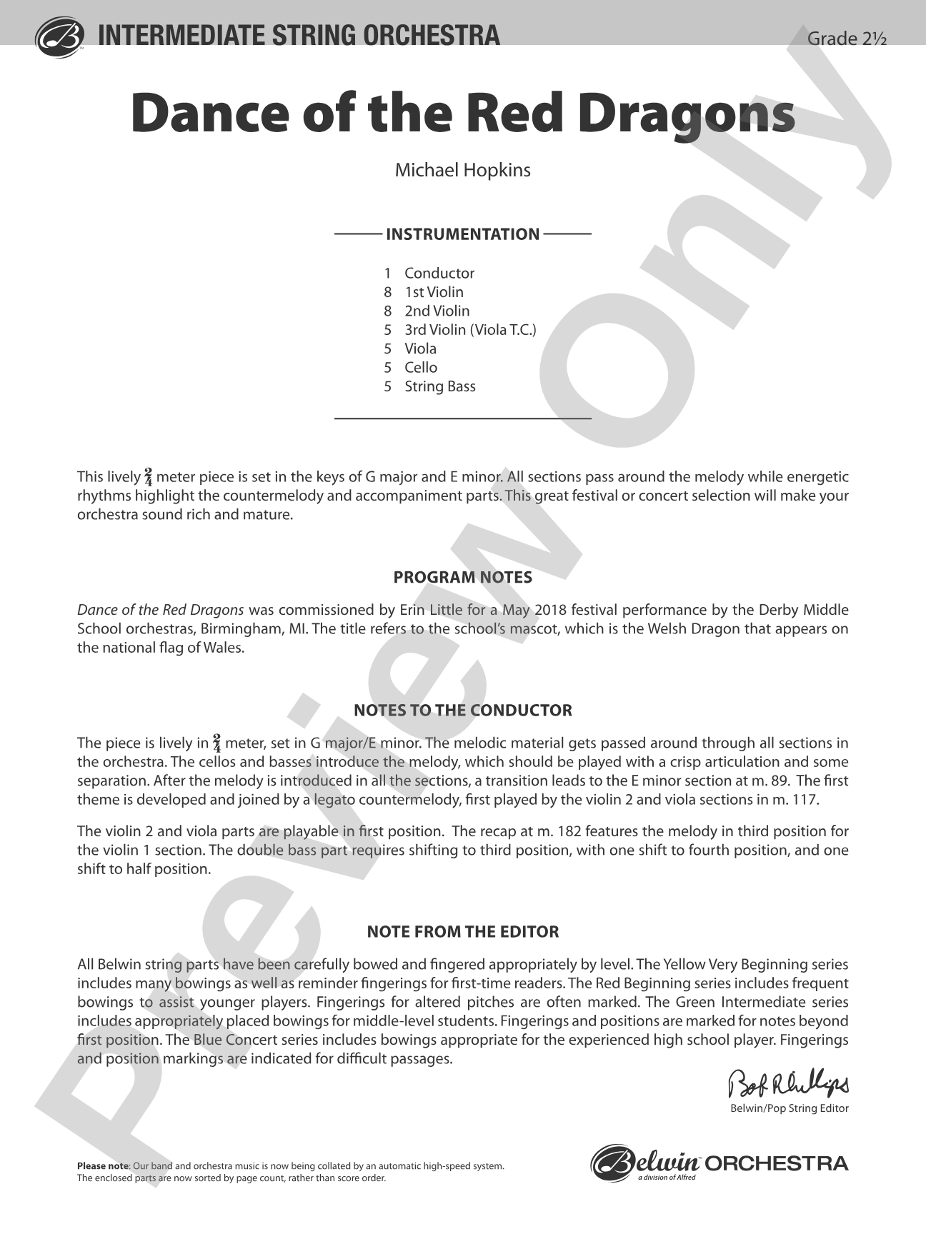 Dance of the Red Dragons: String Orchestra Conductor Score & Parts