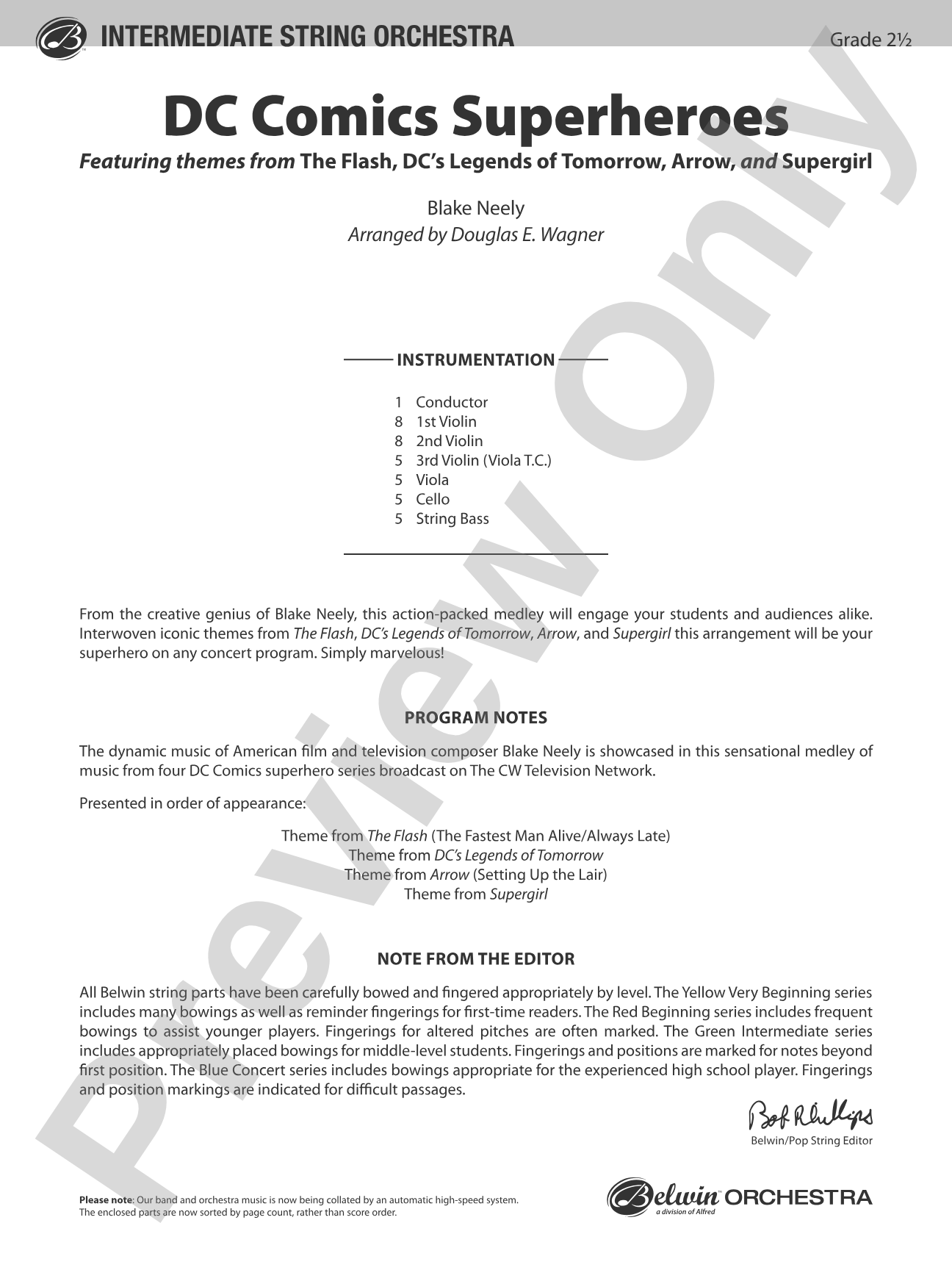DC Comics Superheroes: String Orchestra Conductor Score & Parts