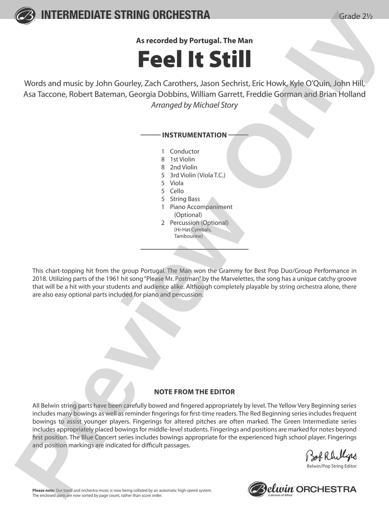 Feel It Still: String Orchestra Conductor Score & Parts