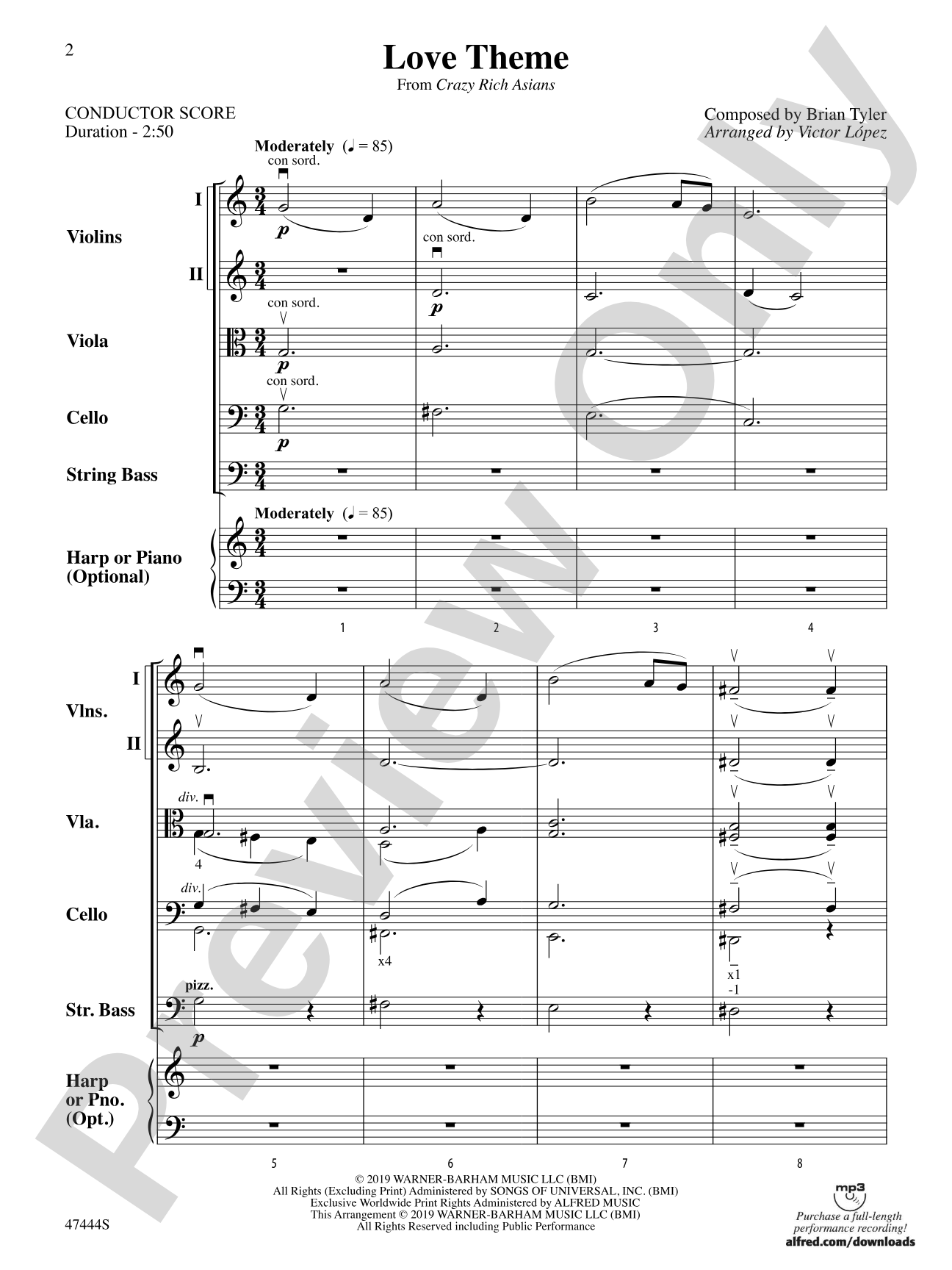 Love Theme: String Orchestra Conductor Score & Parts