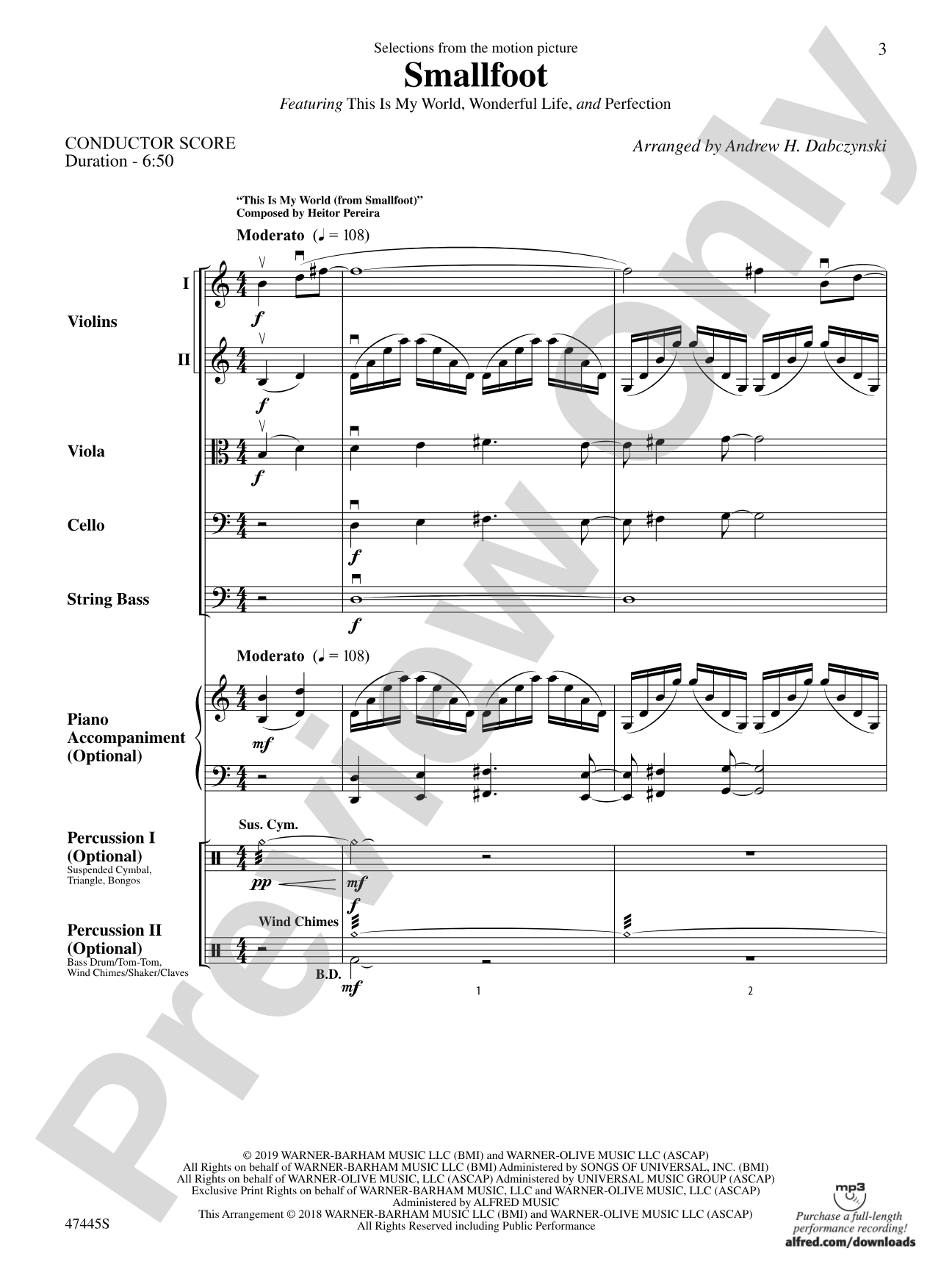 Smallfoot: String Orchestra Conductor Score & Parts