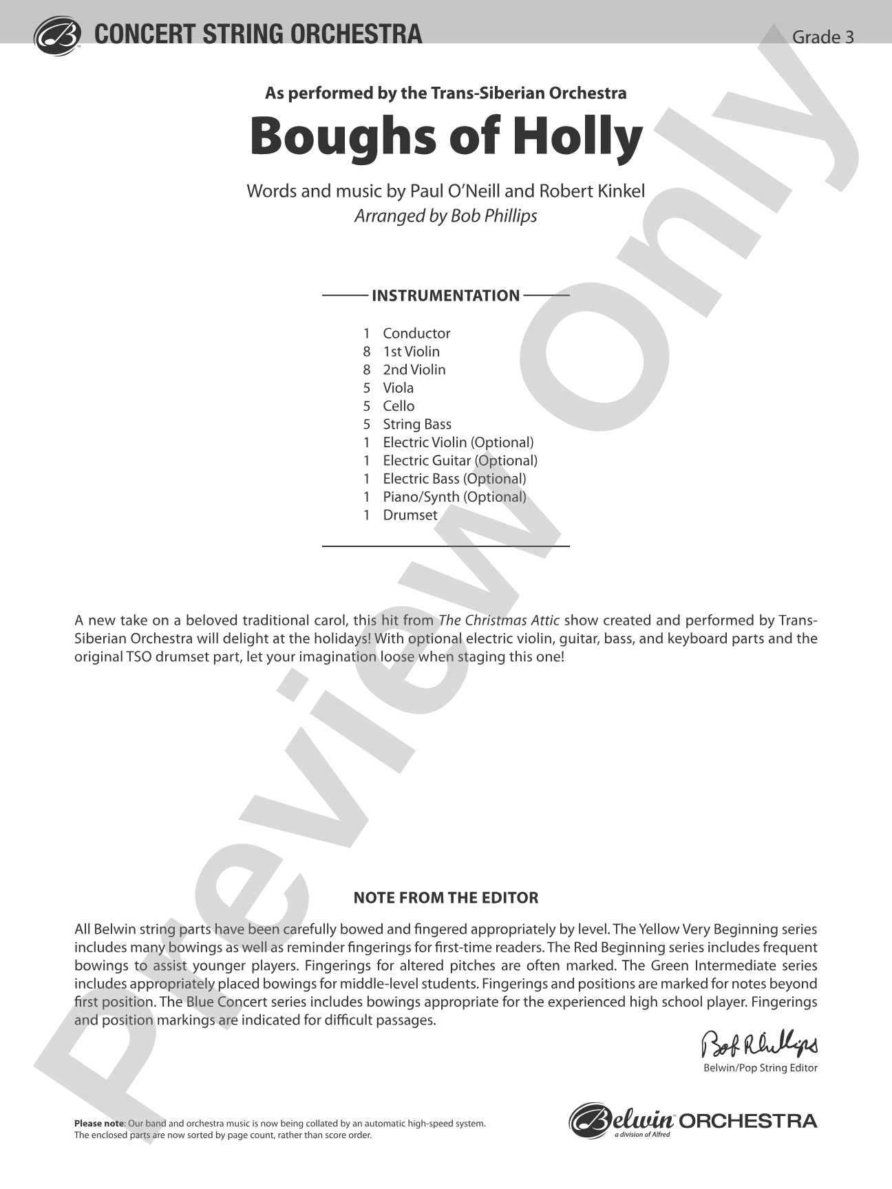 Boughs of Holly: String Orchestra Conductor Score & Parts