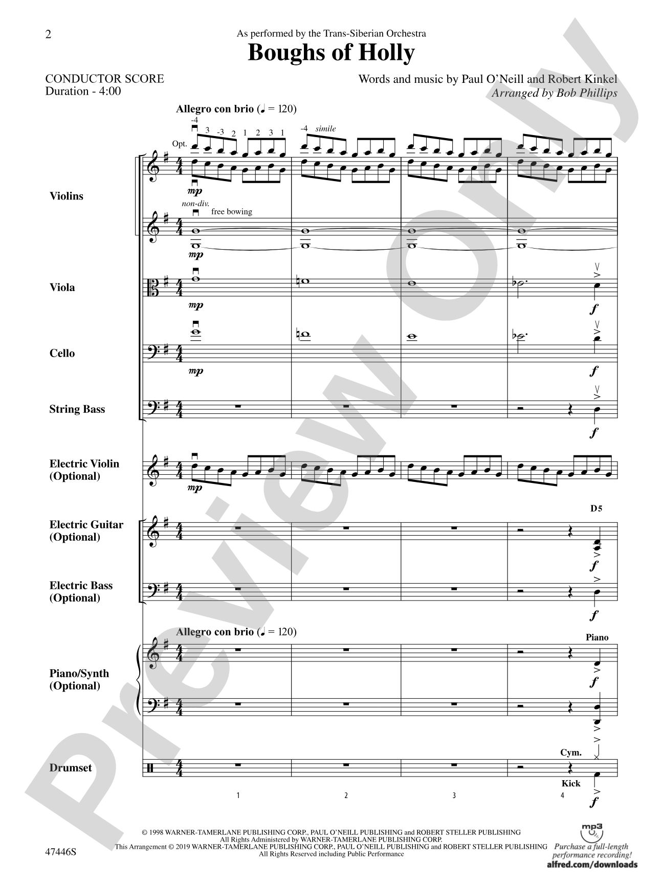 Boughs of Holly: String Orchestra Conductor Score & Parts