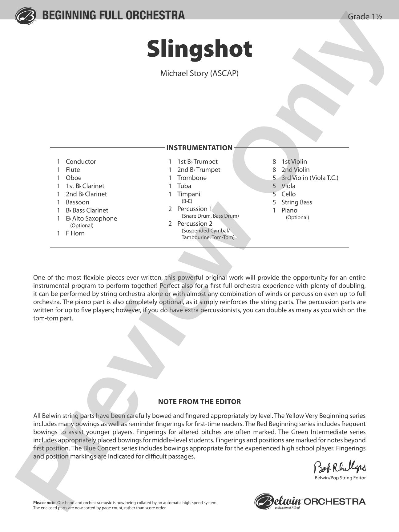 Slingshot: Full Orchestra Conductor Score & Parts