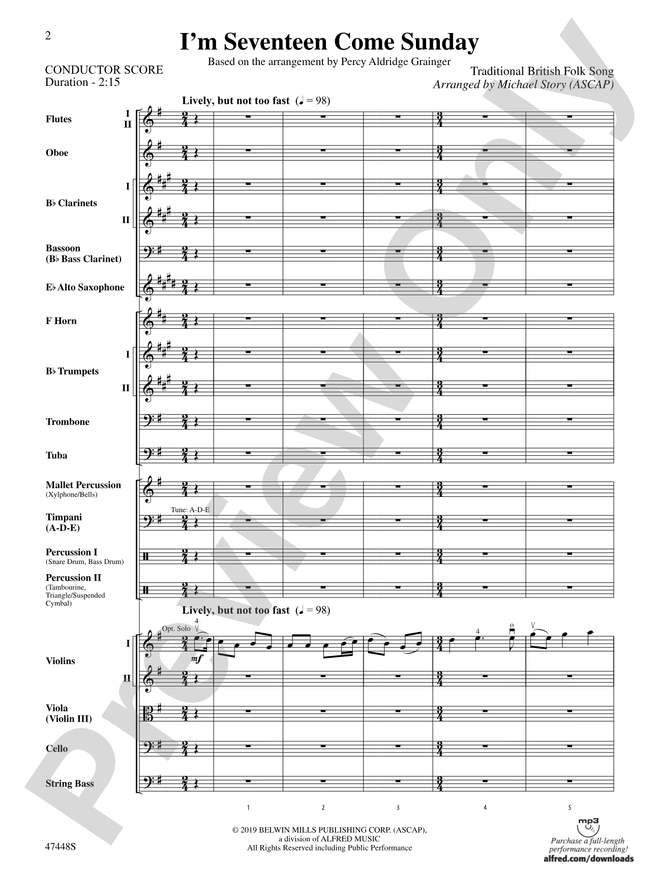 I'm Seventeen Come Sunday: Full Orchestra Conductor Score & Parts