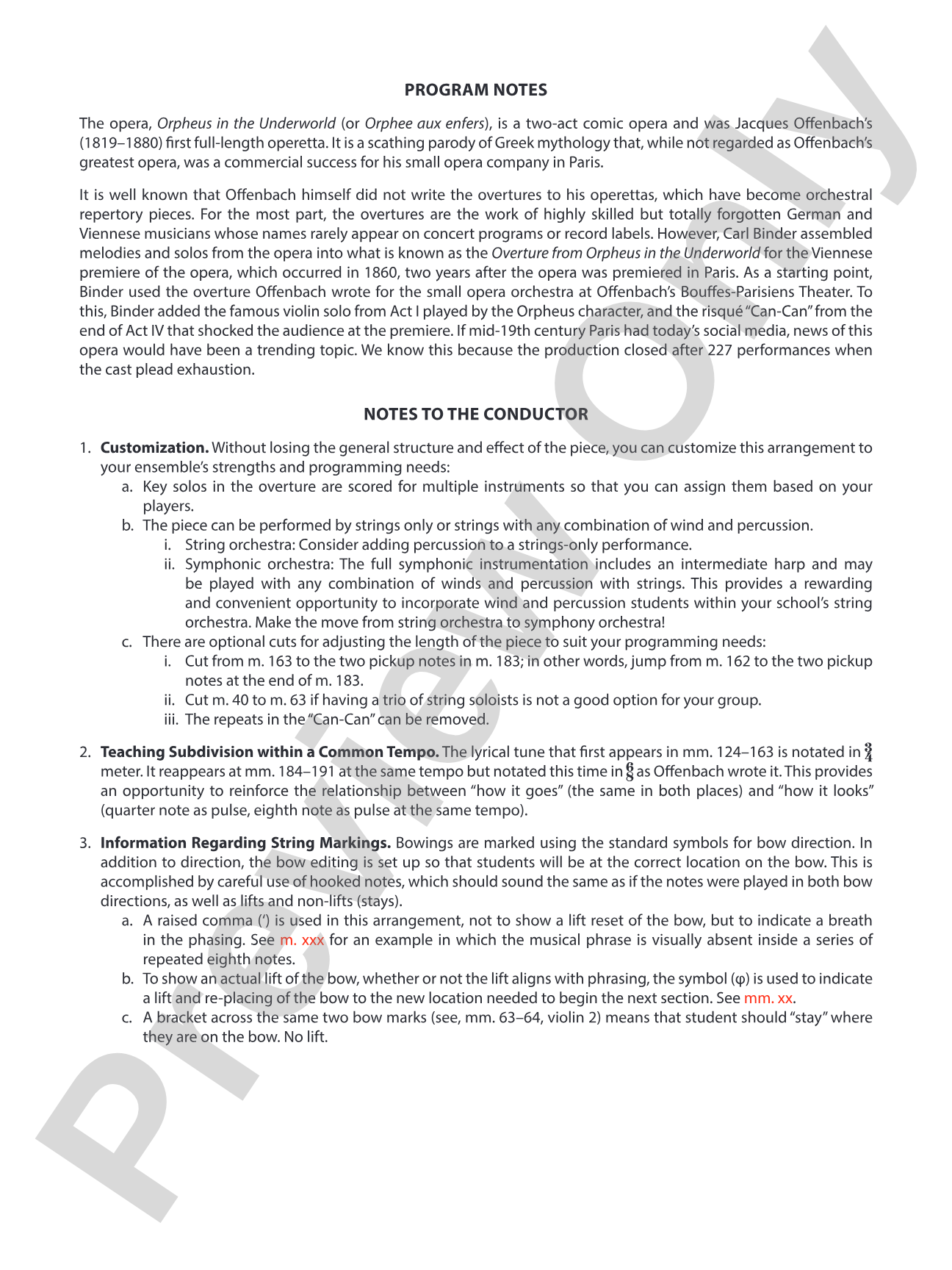 Overture from Orpheus in the Underworld: Full Orchestra Conductor Score & Parts